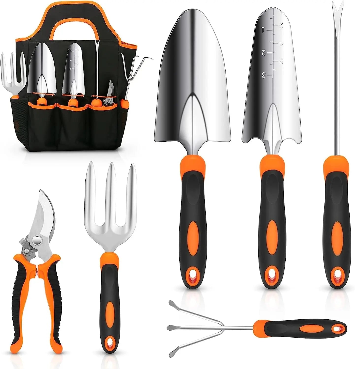 Nrnio Garden Tool Set, Stainless Steel Heavy Duty Gardening Tool Set, with Non-Slip Rubber Grip, Storage Tote Bag, Outdoor Hand Tools, Ideal Garden Tool Kit Gifts for Women and Men Hand C Mart