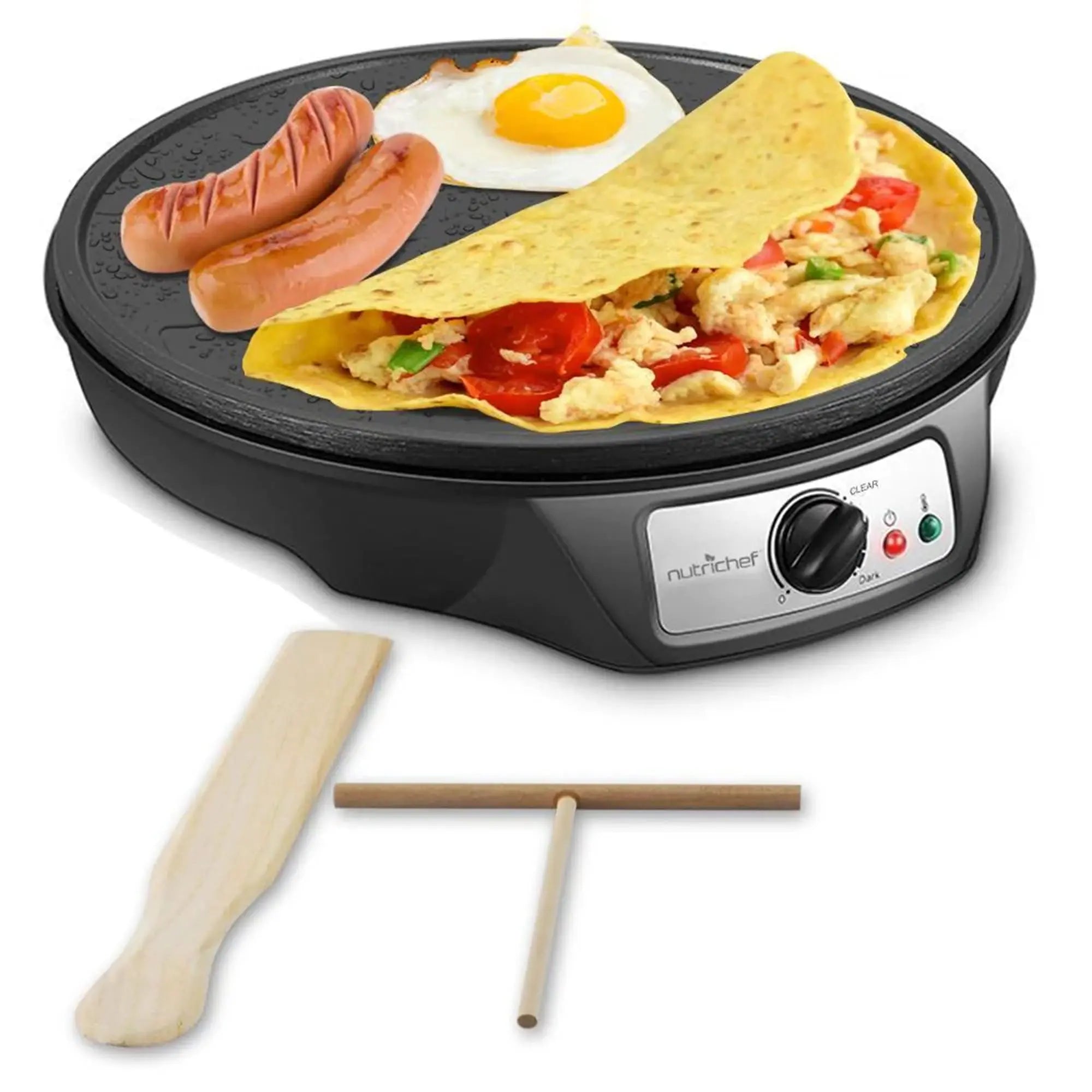 NutriChef PCRM12.V7 - Electric Griddle - Crepe Maker Cooktop Hot Plate Hand C Mart