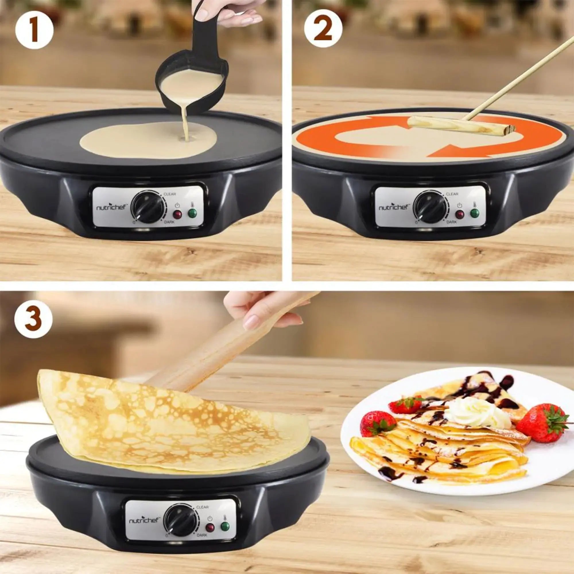 NutriChef PCRM12.V7 - Electric Griddle - Crepe Maker Cooktop Hot Plate Hand C Mart