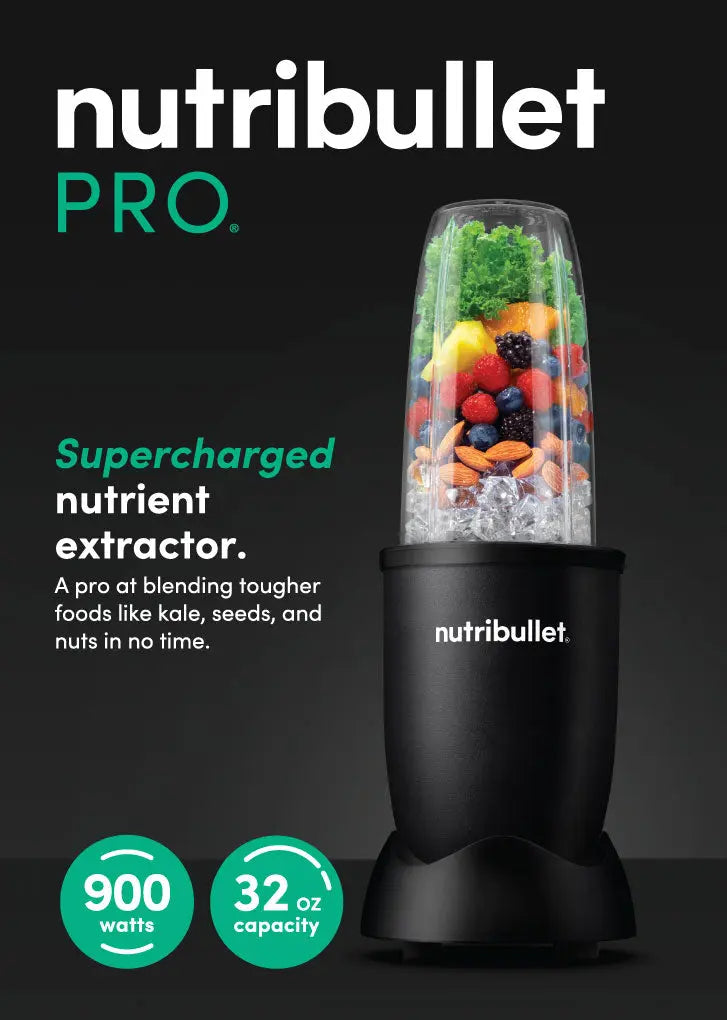 Nutribullet Pro 32 oz. 900 Watt Personal Blender, Matte Black, NB9-0901AK Hand C Mart