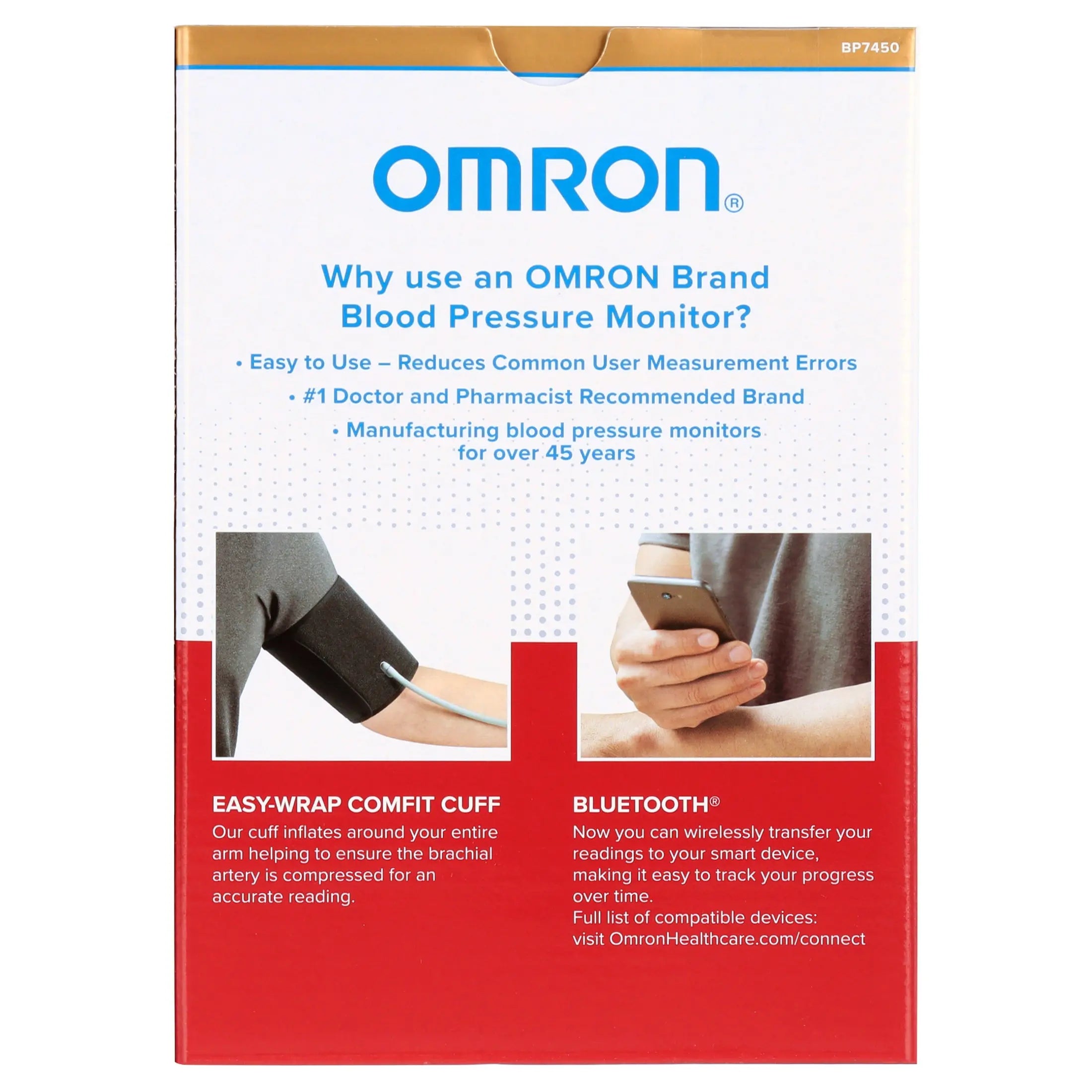 OMRON 10 Series Blood Pressure Monitor (BP7450), Upper Arm Cuff Digital Bluetooth Blood Pressure Machine, Stores up to 200 Readings for Two Users (100 Readings Each) Hand C Mart