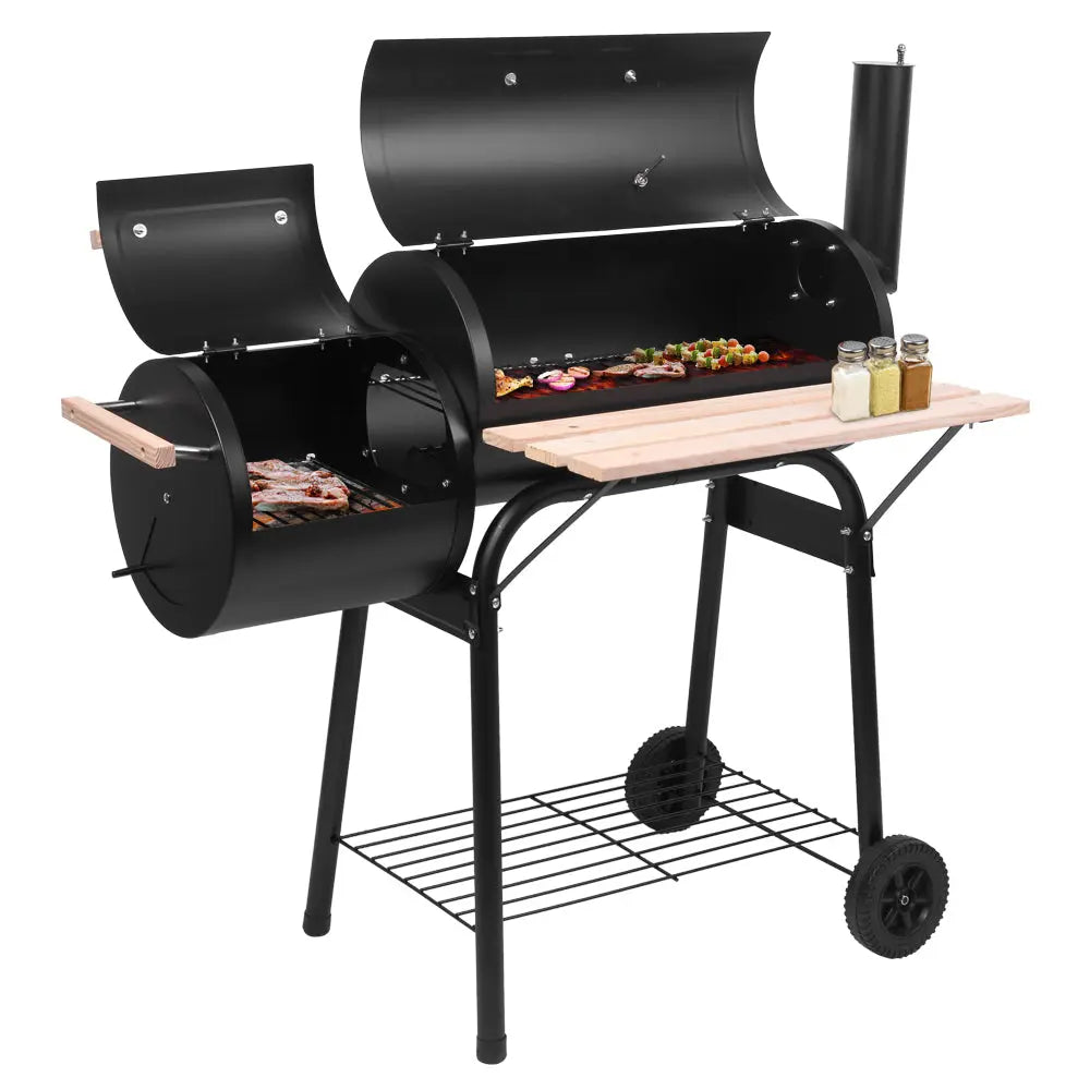 Oufan Outdoor BBQ Grill Charcoal Barbecue Pit Patio Backyard Meat Cooker Smoker for Backyard Patio Garden, Black Hand C Mart