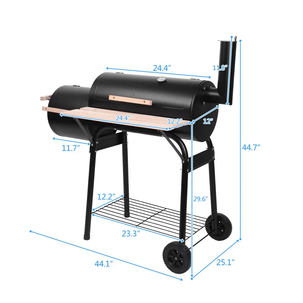 Oufan Outdoor BBQ Grill Charcoal Barbecue Pit Patio Backyard Meat Cooker Smoker for Backyard Patio Garden, Black Hand C Mart