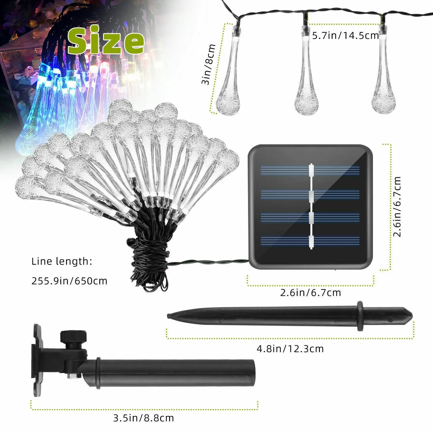 Outdoor Solar Powered 30 LED String Light Garden Patio Yard Landscape Lamp Party Holiday Christmas Decoration Hand C Mart