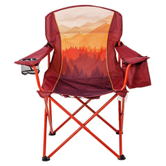 Ozark Trail Oversized Camp Chair with Cooler, Ombre Mountains Design, Red and Orange Hand C Mart