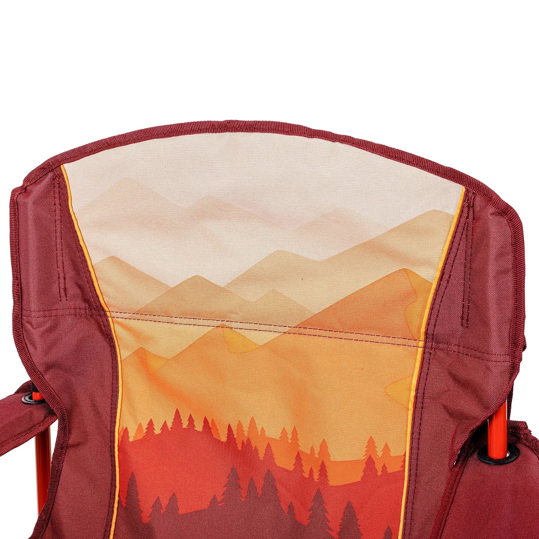 Ozark Trail Oversized Camp Chair with Cooler, Ombre Mountains Design, Red and Orange Hand C Mart