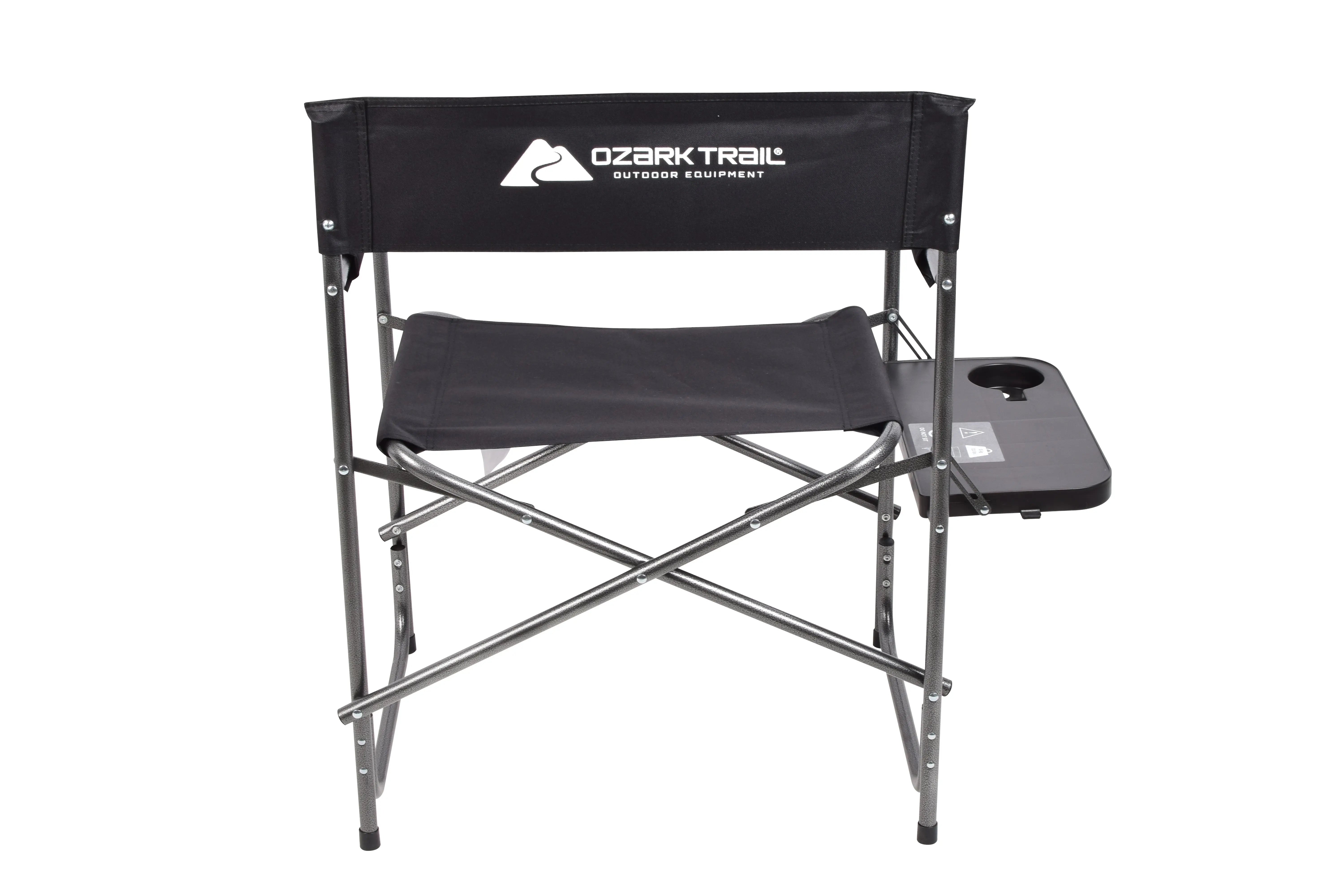 Ozark Trail WFC-95200 Director's Chair with Side Table, Black, Adult Size Hand C Mart