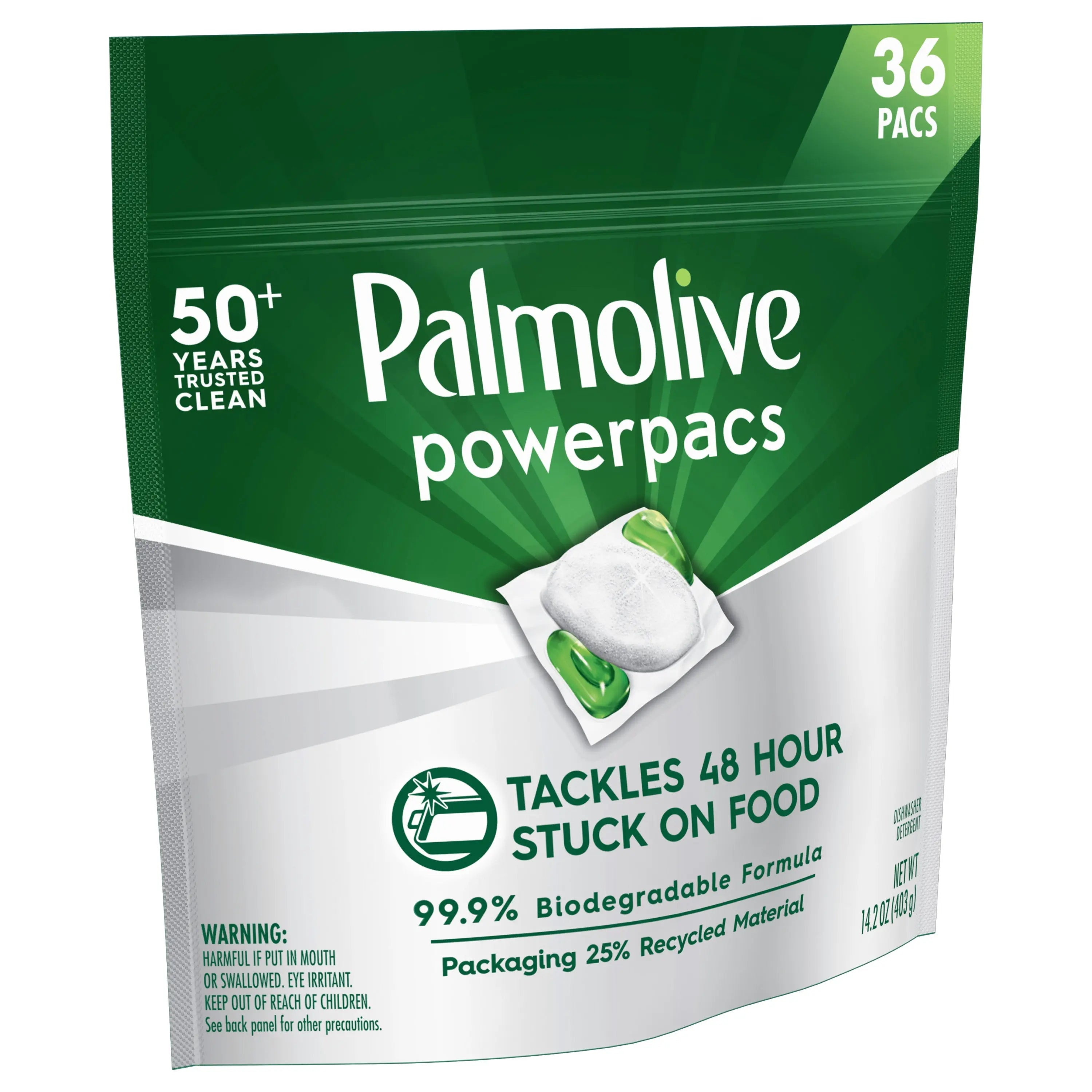 Palmolive PowerPacs Dishwasher Pods, 99.9% Biodegradable Formula in Dishwasher Tabs With No Added Fragrance - 36 count Hand C Mart