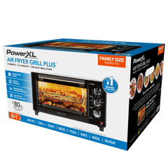 PowerXL Air Fryer Grill 8 in 1 Roast, Bake, Rotisserie, Electric Indoor Grill (Black Standard No Rotisserie) OPEN BOX Hand C Mart