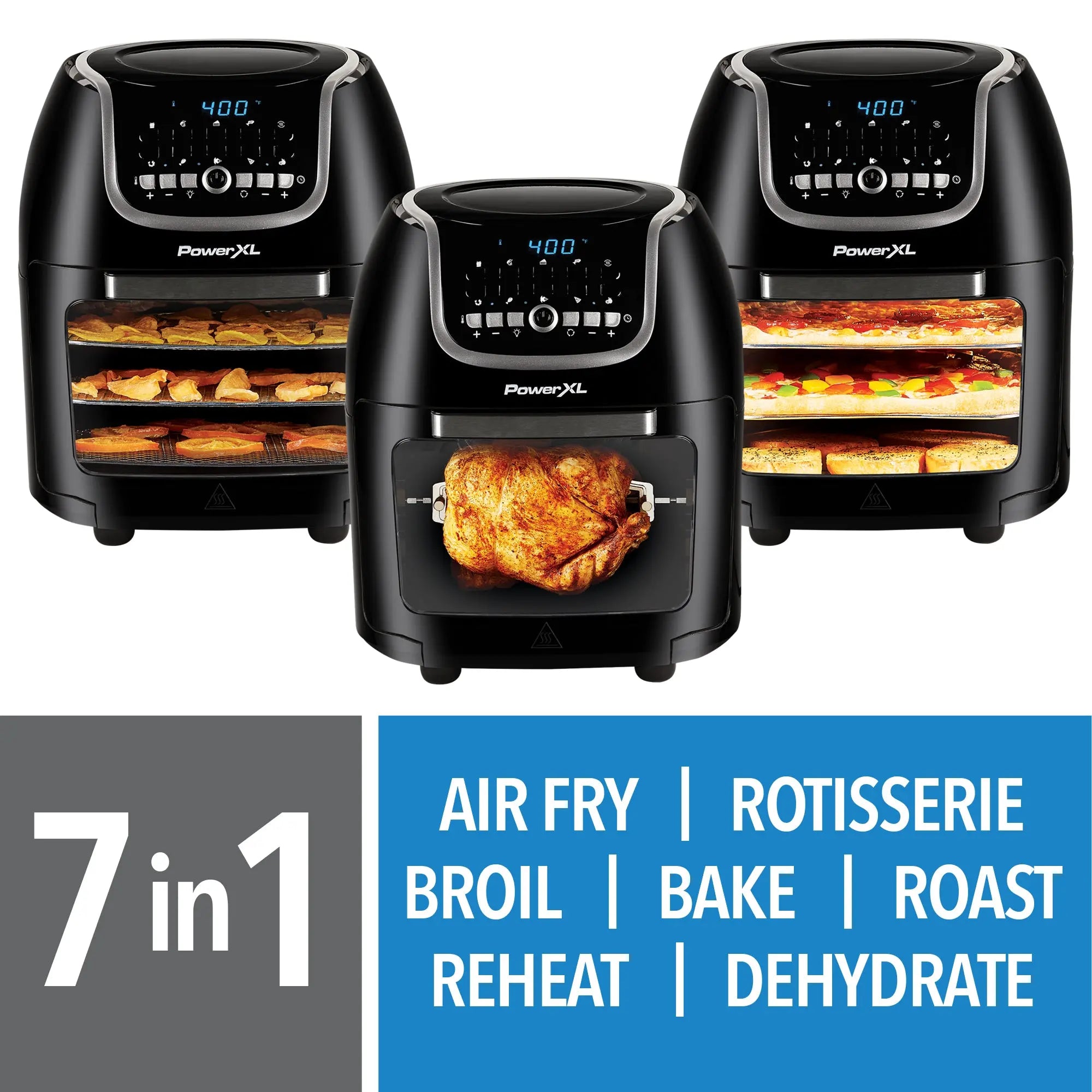 PowerXL Vortex Air Fryer Pro Plus 10 Quart Capacity, Black, 1700 Watts, Hand C Mart