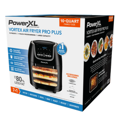 PowerXL Vortex Air Fryer Pro Plus 10 Quart Capacity, Black, 1700 Watts, Hand C Mart