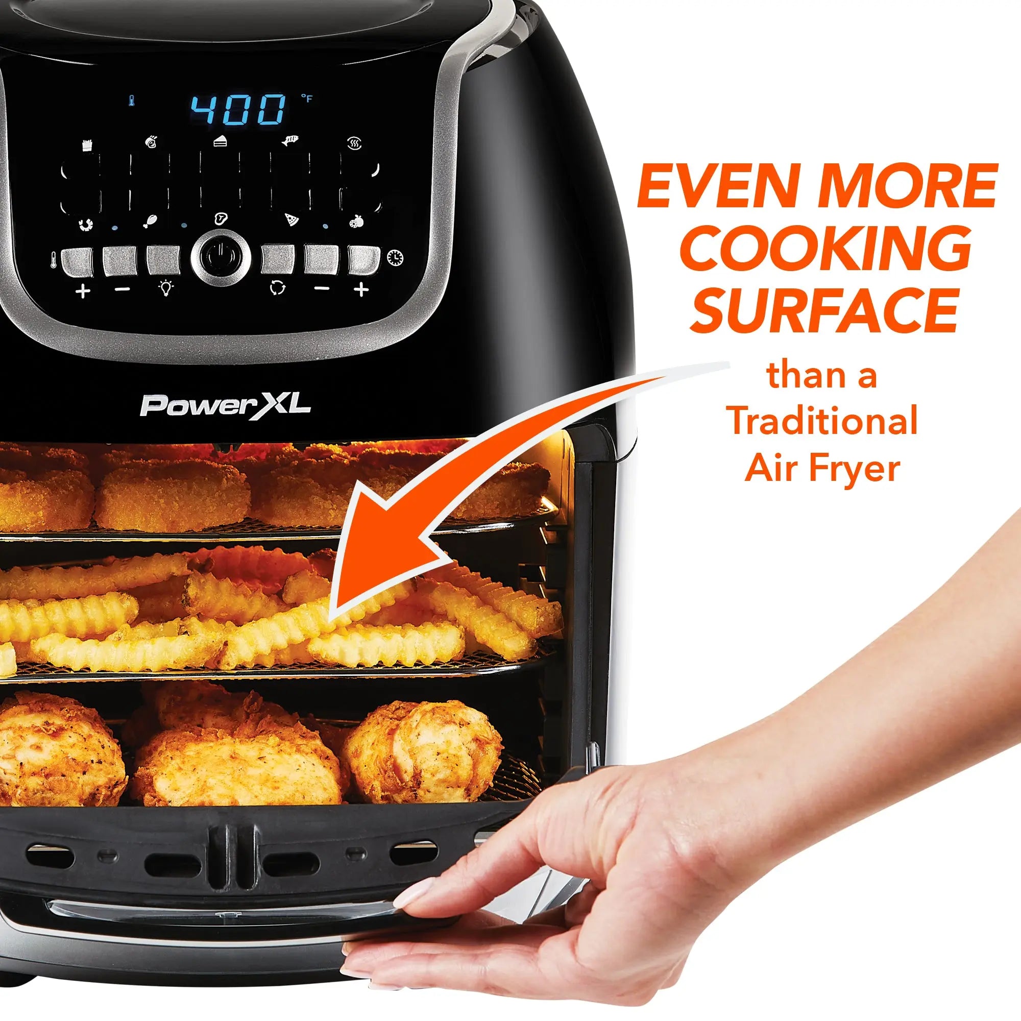 PowerXL Vortex Air Fryer Pro Plus 10 Quart Capacity, Black, 1700 Watts, Hand C Mart