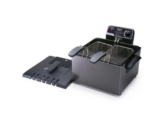 Top view of Presto 05489 fryer with black stainless steel design
