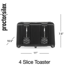 Proctor Silex 4 Slice Toaster, Wide-Slots, Black 24215 Hand C Mart