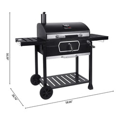 Royal Gourmet 30" CD2030AN Deluxe Charcoal Grill, BBQ Smoker Picnic Camping Patio Backyard Cooking, Black Hand C Mart