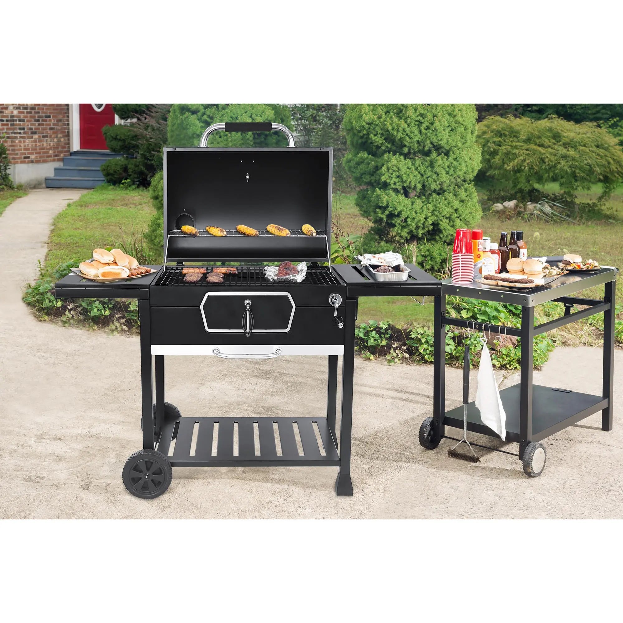 Royal Gourmet 30" CD2030AN Deluxe Charcoal Grill, BBQ Smoker Picnic Camping Patio Backyard Cooking, Black Hand C Mart