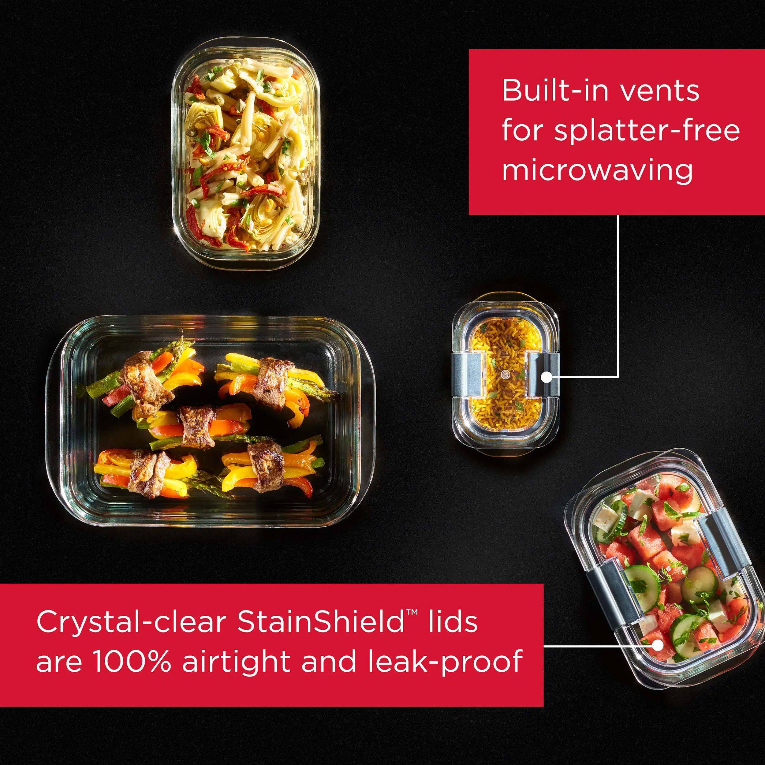 Rubbermaid Brilliance Glass Food Storage Containers, 2-Pack with Lids, BPA Free and Leak Proof, 4.7 Cup Hand C Mart