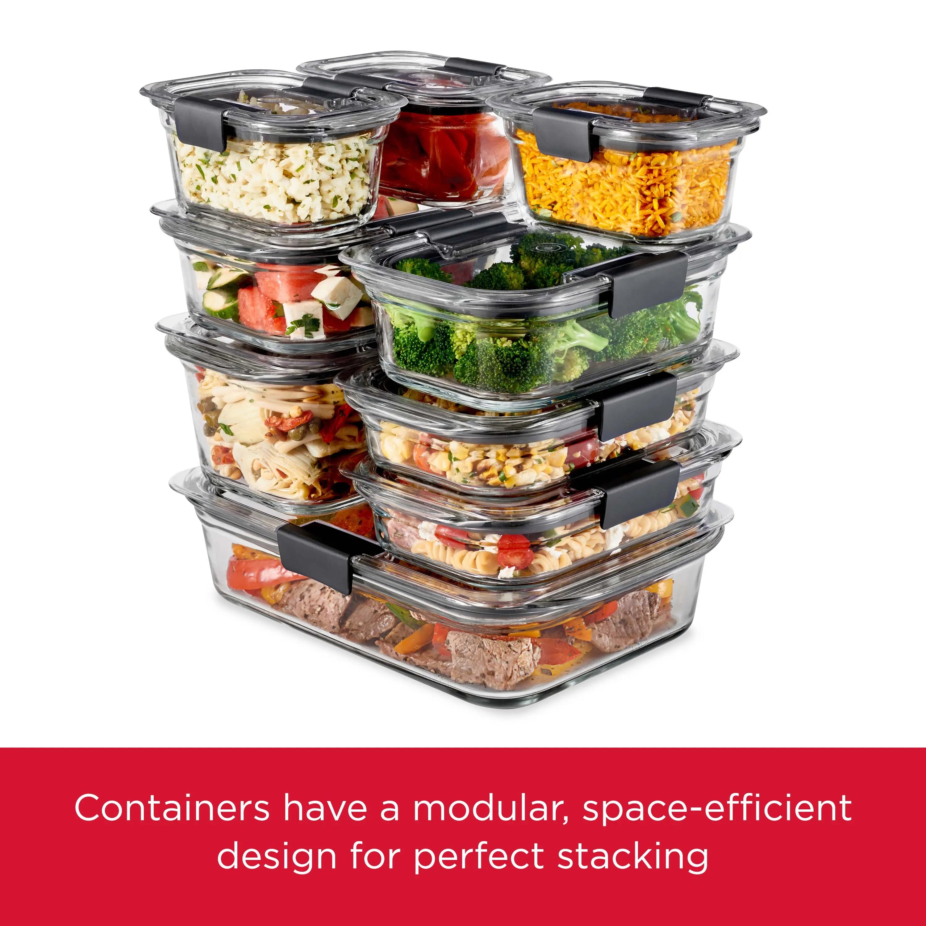 Rubbermaid Brilliance Glass Food Storage Containers, 2-Pack with Lids, BPA Free and Leak Proof, 4.7 Cup Hand C Mart