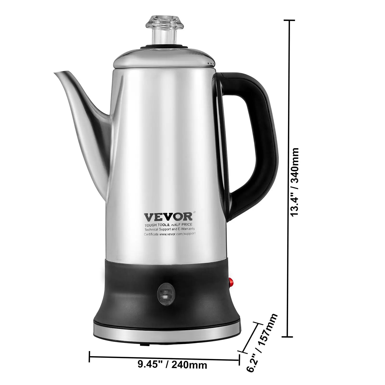 SKYSHALO 12-Cup Electric Percolator Coffee Pot Stainless Steel Coffee Maker Silver Hand C Mart