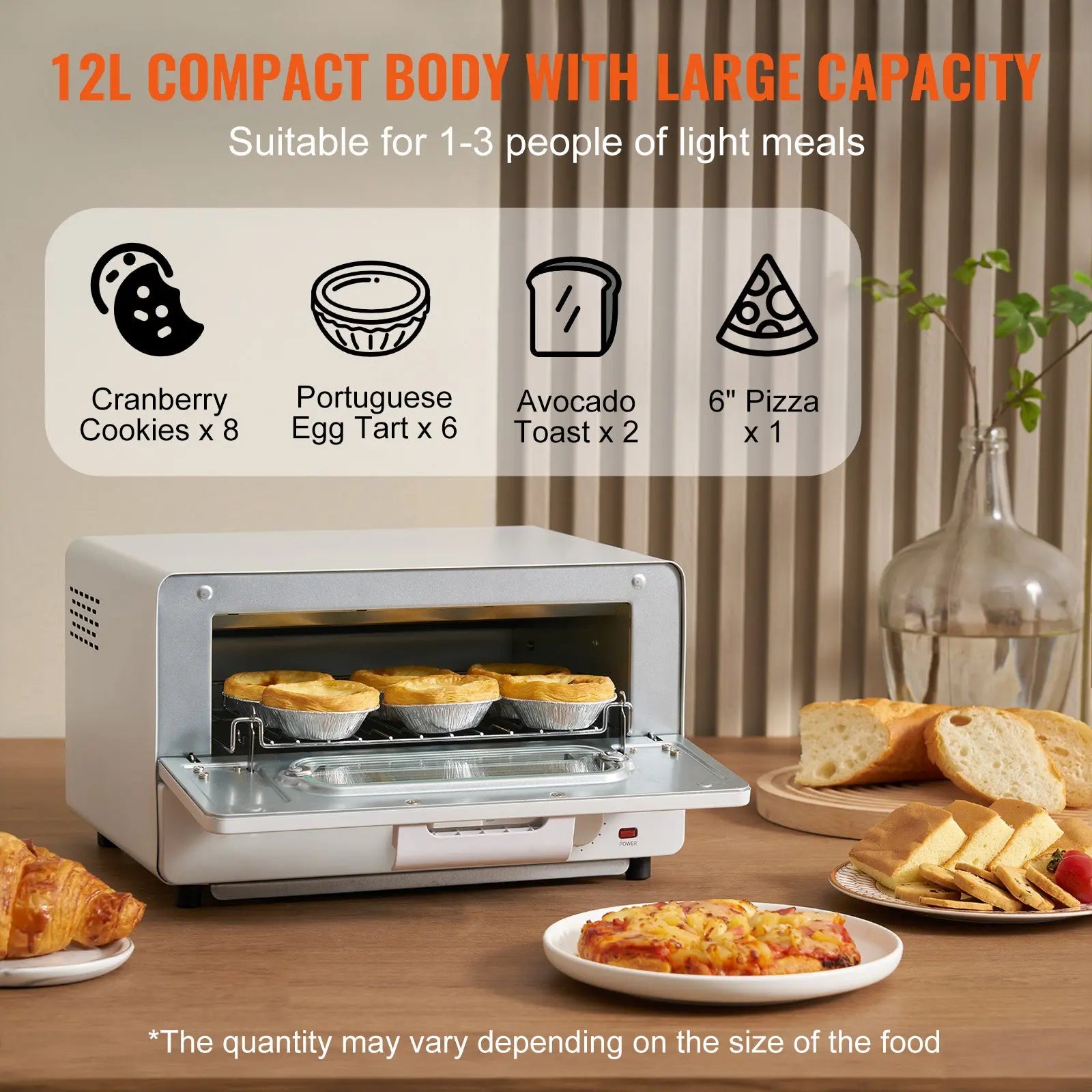 SKYSHALO 1300W 7-Mode 12L Steam Oven Toaster Oven 5-in-1 Countertop Convection Oven Hand C Mart