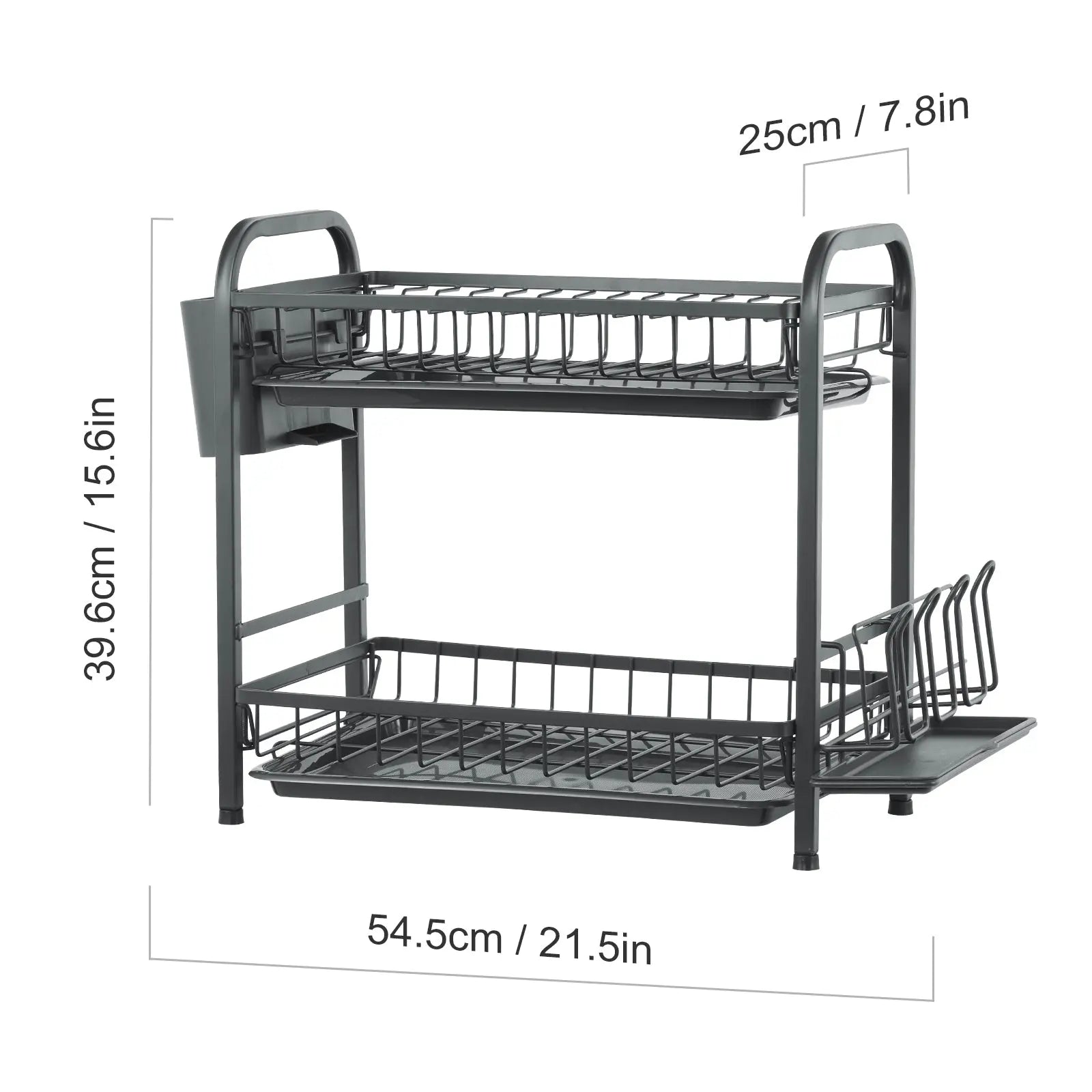 SKYSHALO 2-Tier Dish Drying Rack Dish Drainer Carbon Steel Kitchen Utensil Rack Hand C Mart