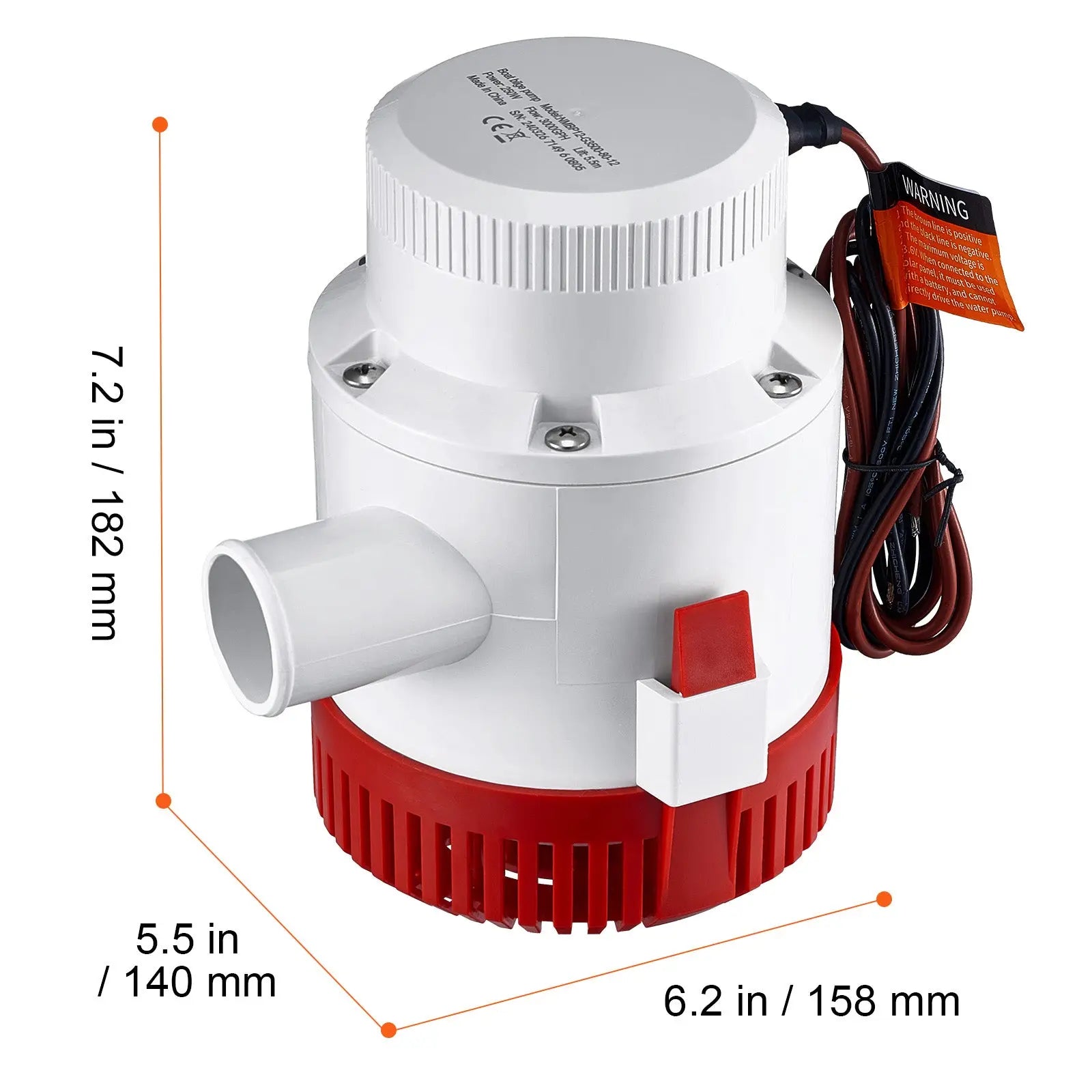 SKYSHALO 3000GPH 12V Electric Bilge Pump Marine Immersible Water Pump Hand C Mart