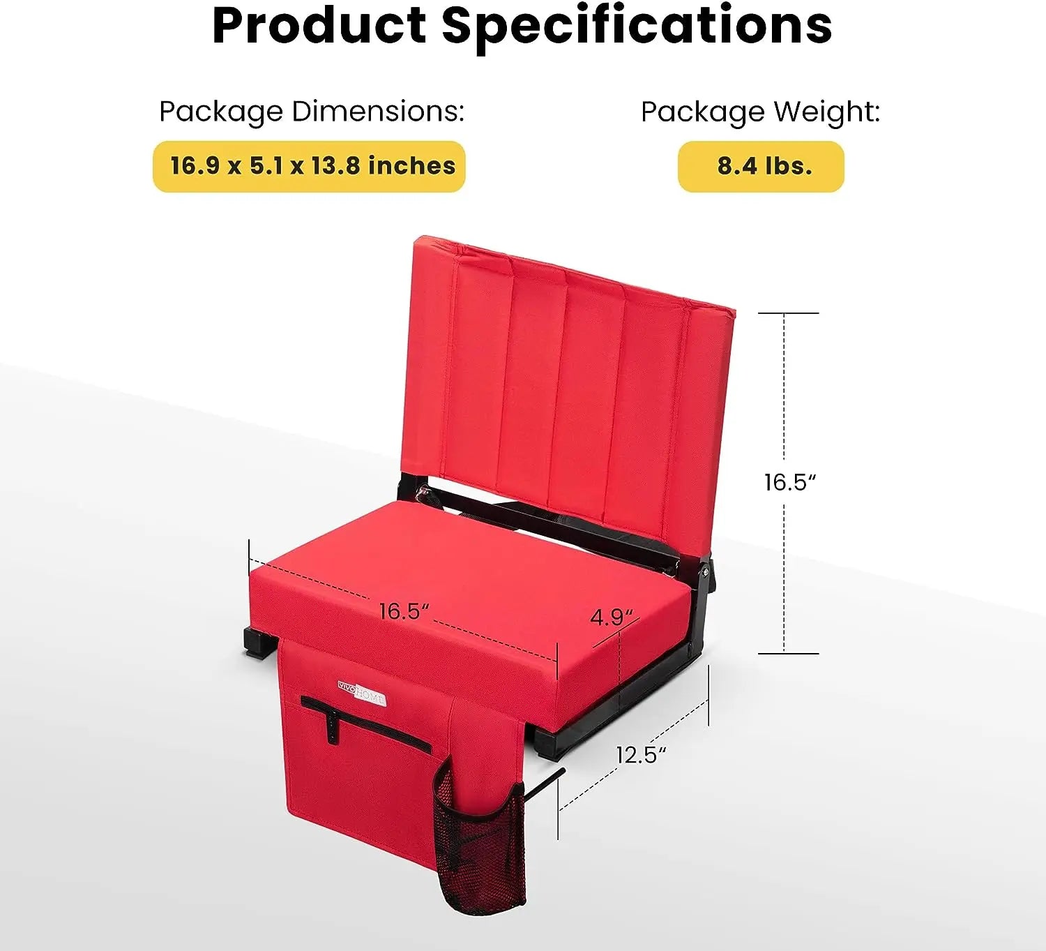 SPECSTAR Portable Stadium Seat for Bleachers with Back Support, Folding Bleacher Chair with Cup Holder and Shoulder Strap Hand C Mart