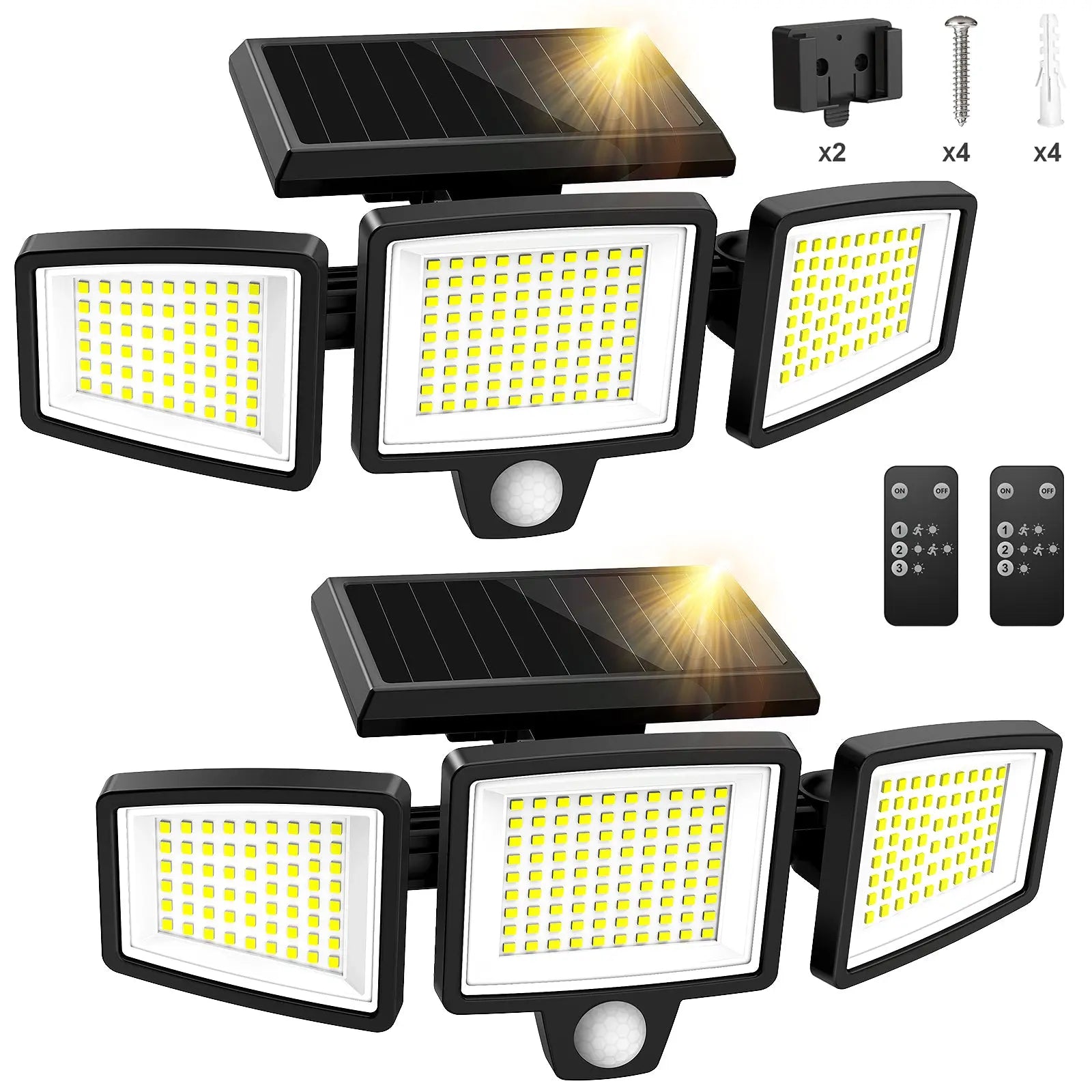 SZRSTH Solar Lights Outdoor - 210 LED 2500LM Waterproof Motion Sensor Security Lights with Wireless Remote Flood Lights for Patio Garage Yard Entryways Hand C Mart