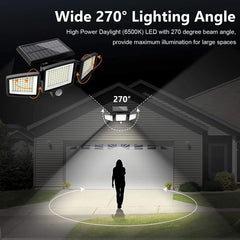 SZRSTH Solar Lights Outdoor - 210 LED 2500LM Waterproof Motion Sensor Security Lights with Wireless Remote Flood Lights for Patio Garage Yard Entryways Hand C Mart