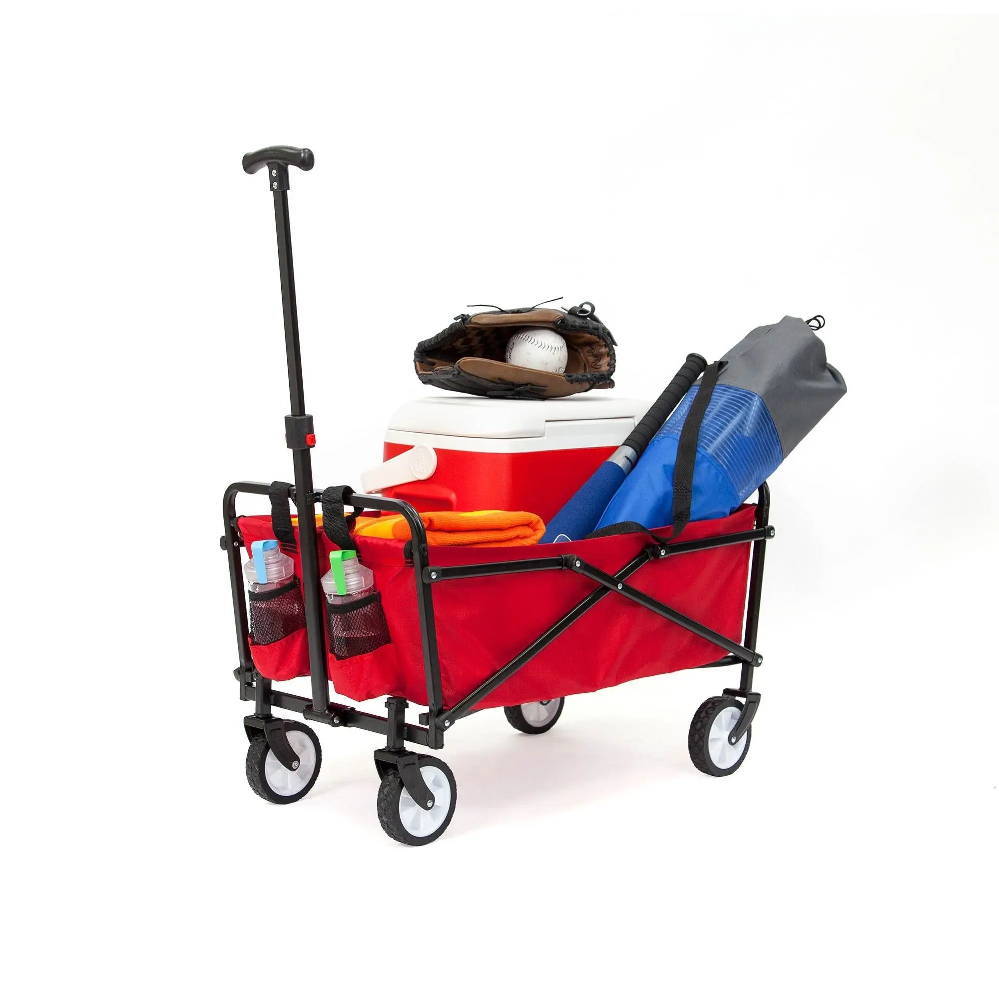 Seina Heavy Duty Compact Folding 150 Pound Capacity Outdoor Cart, Red (2 Pack) Hand C Mart