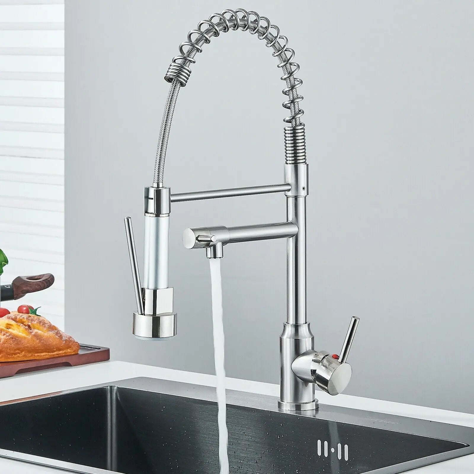 Senlesen Spring Kitchen Sink Faucet Pull Down Sprayer Swivel Mixer Tap Hand C Mart