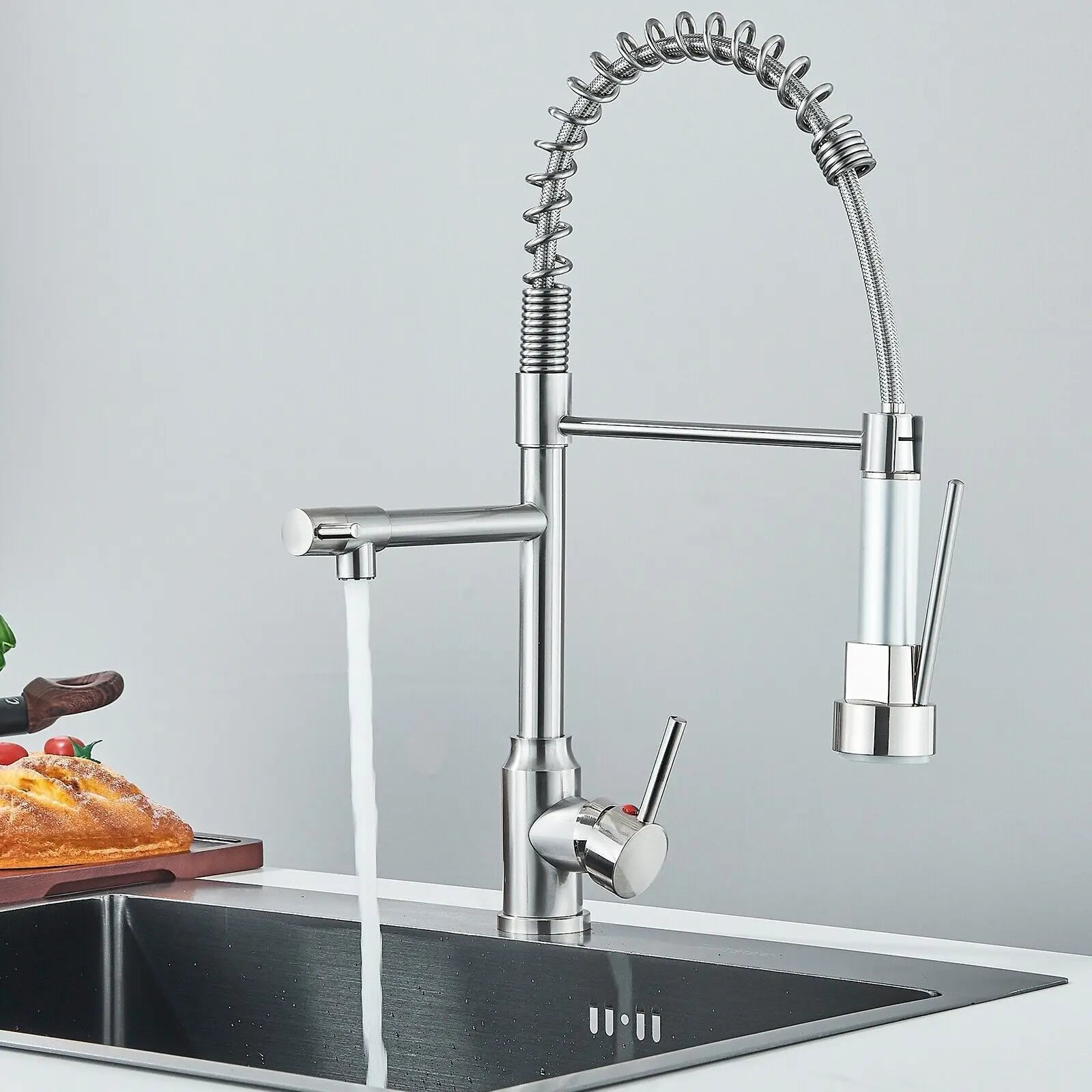 Senlesen Spring Kitchen Sink Faucet Pull Down Sprayer Swivel Mixer Tap Hand C Mart