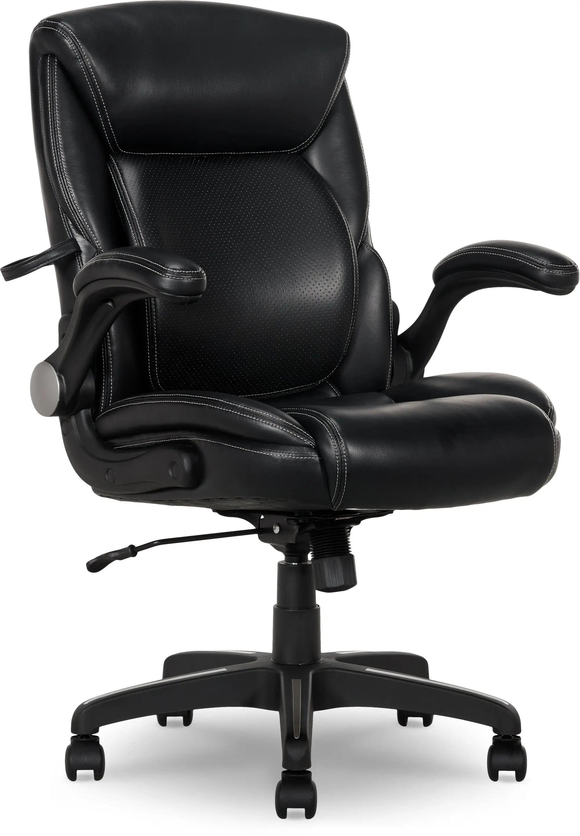 Serta Air Lumbar Bonded Leather Manager Office Chair, Black Hand C Mart