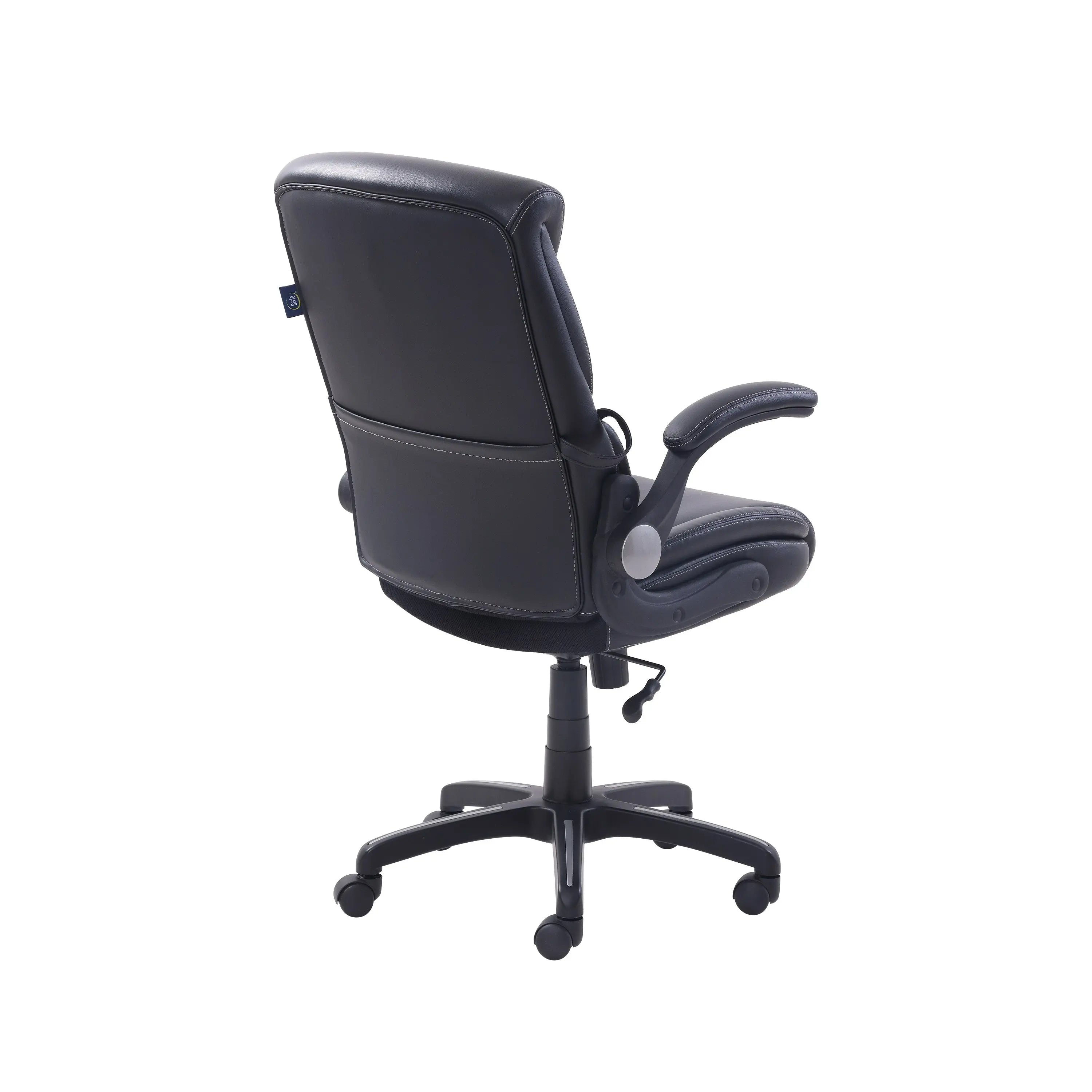 Serta Air Lumbar Bonded Leather Manager Office Chair, Black Hand C Mart