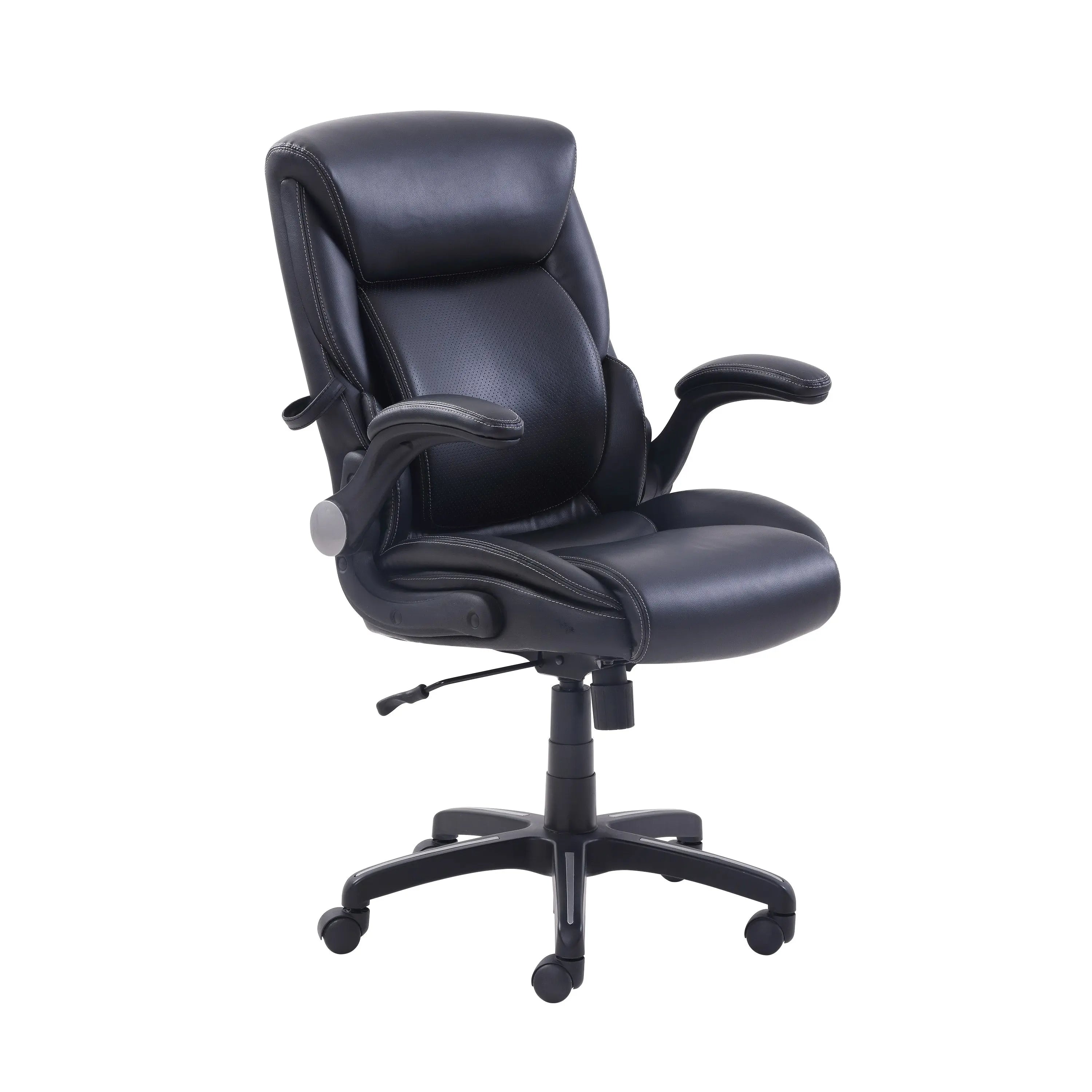 Serta Air Lumbar Bonded Leather Manager Office Chair, Black Hand C Mart