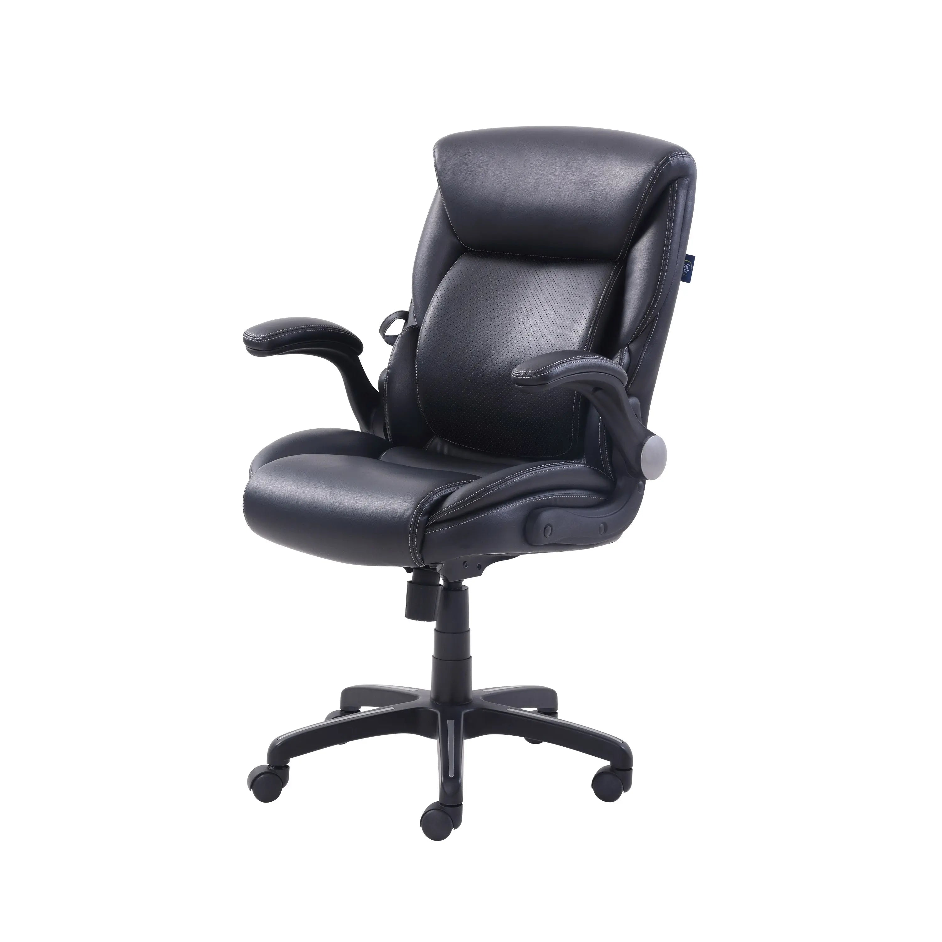 Serta Air Lumbar Bonded Leather Manager Office Chair, Black Hand C Mart