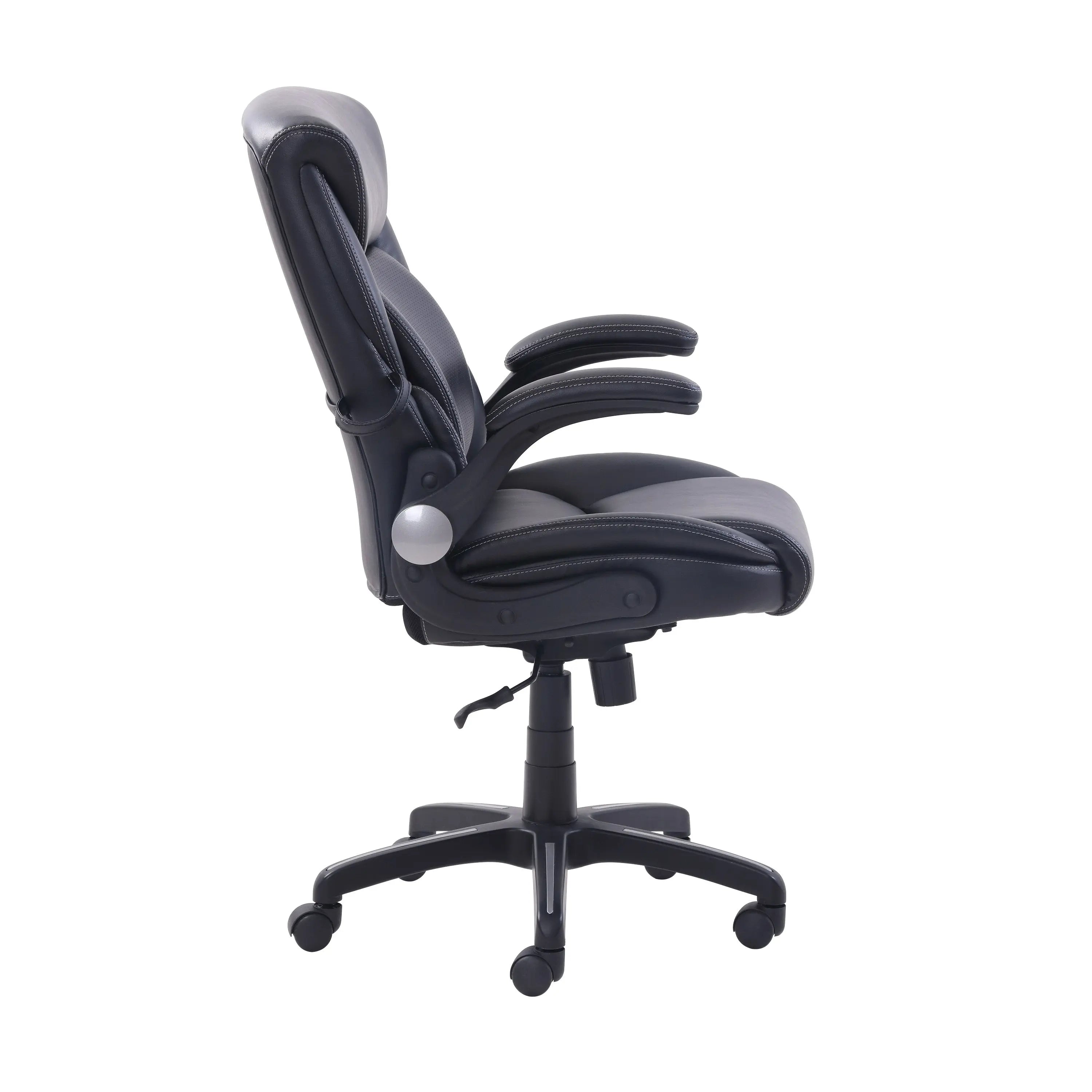 Serta Air Lumbar Bonded Leather Manager Office Chair, Black Hand C Mart