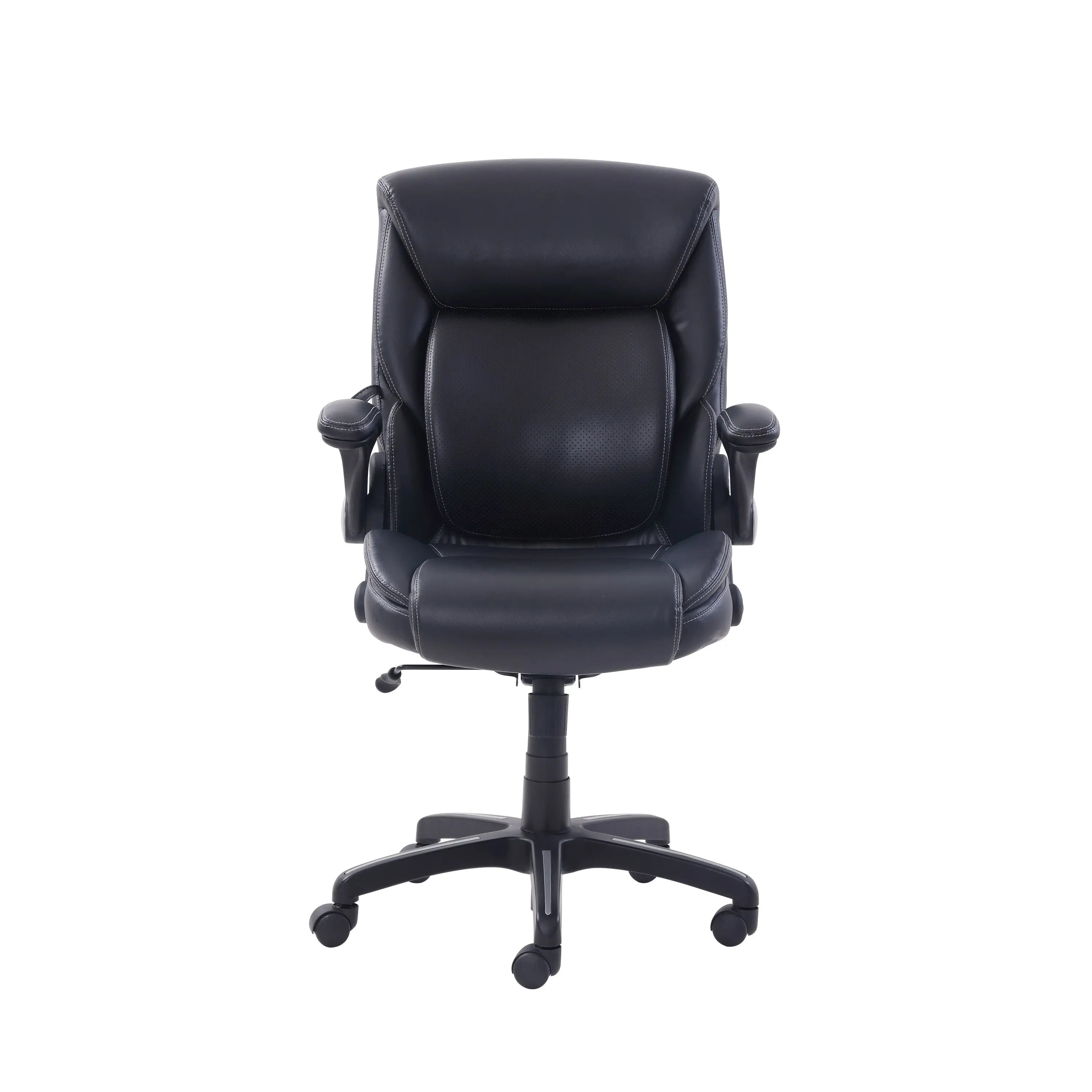 Serta Air Lumbar Bonded Leather Manager Office Chair, Black Hand C Mart