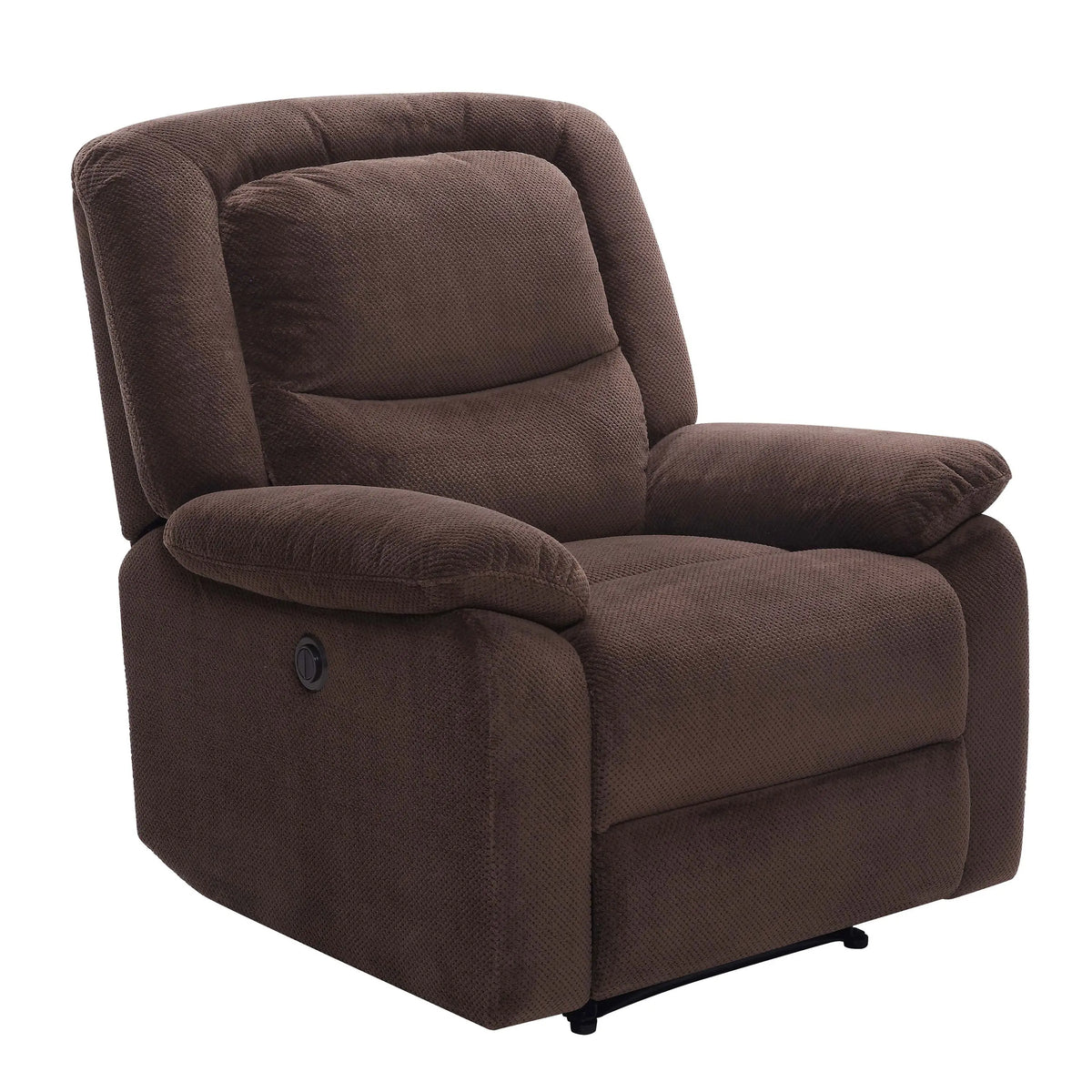 Serta Push-Button Power Recliner with Deep Body Cushions, Brown Fabric Hand C Mart