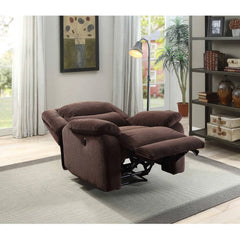 Serta Push-Button Power Recliner with Deep Body Cushions, Brown Fabric Hand C Mart