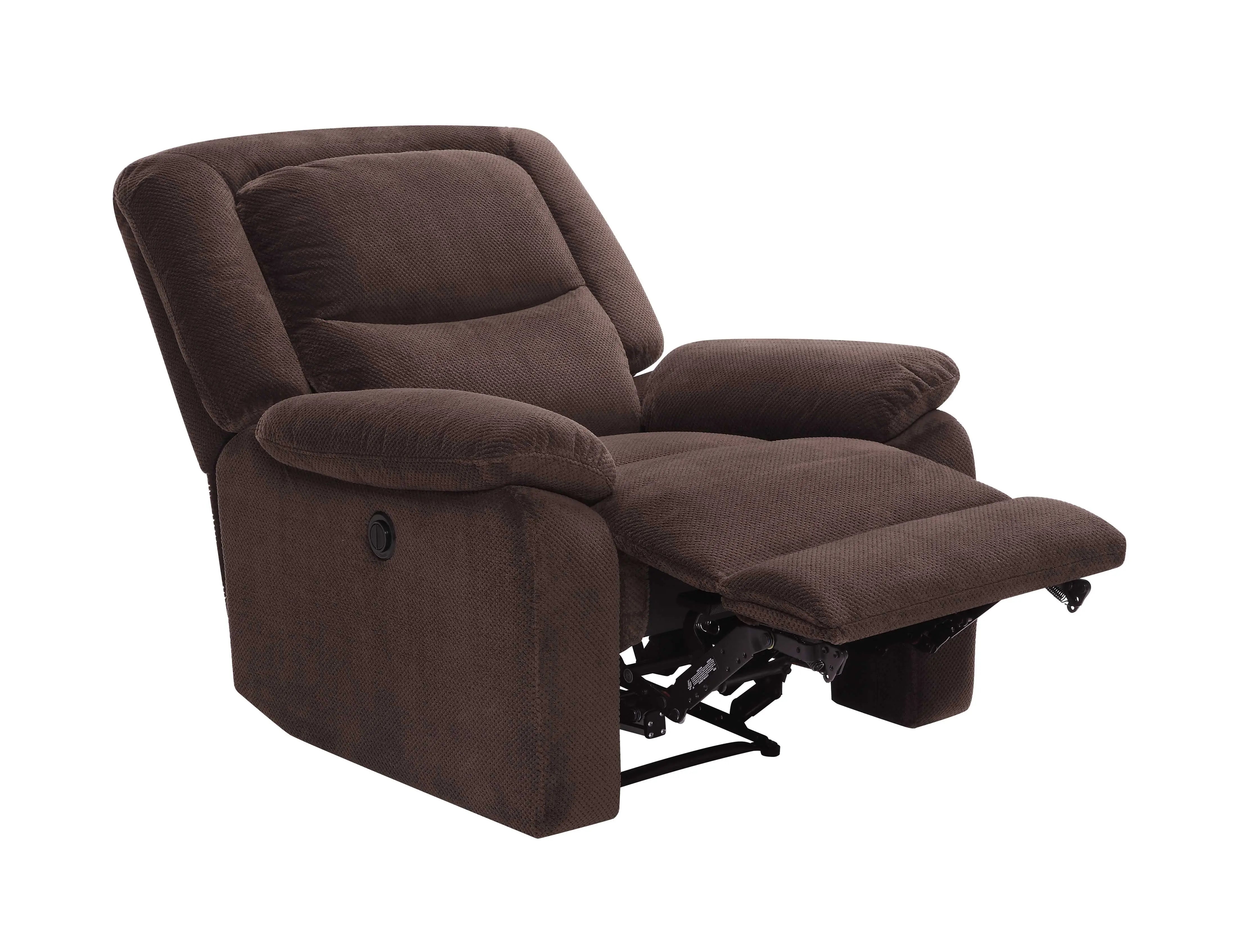 Serta Push-Button Power Recliner with Deep Body Cushions, Brown Fabric Hand C Mart