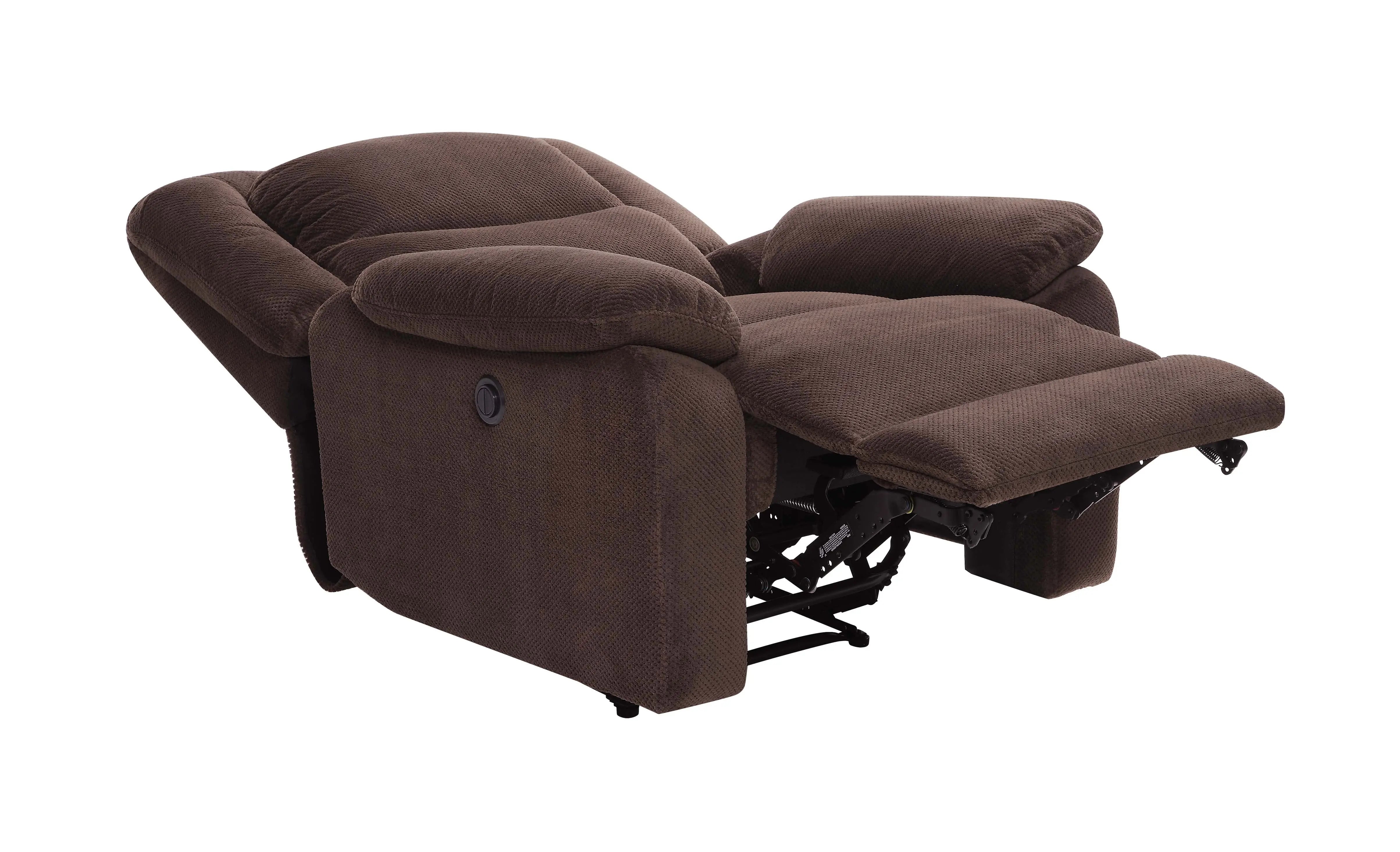 Serta Push-Button Power Recliner with Deep Body Cushions, Brown Fabric Hand C Mart