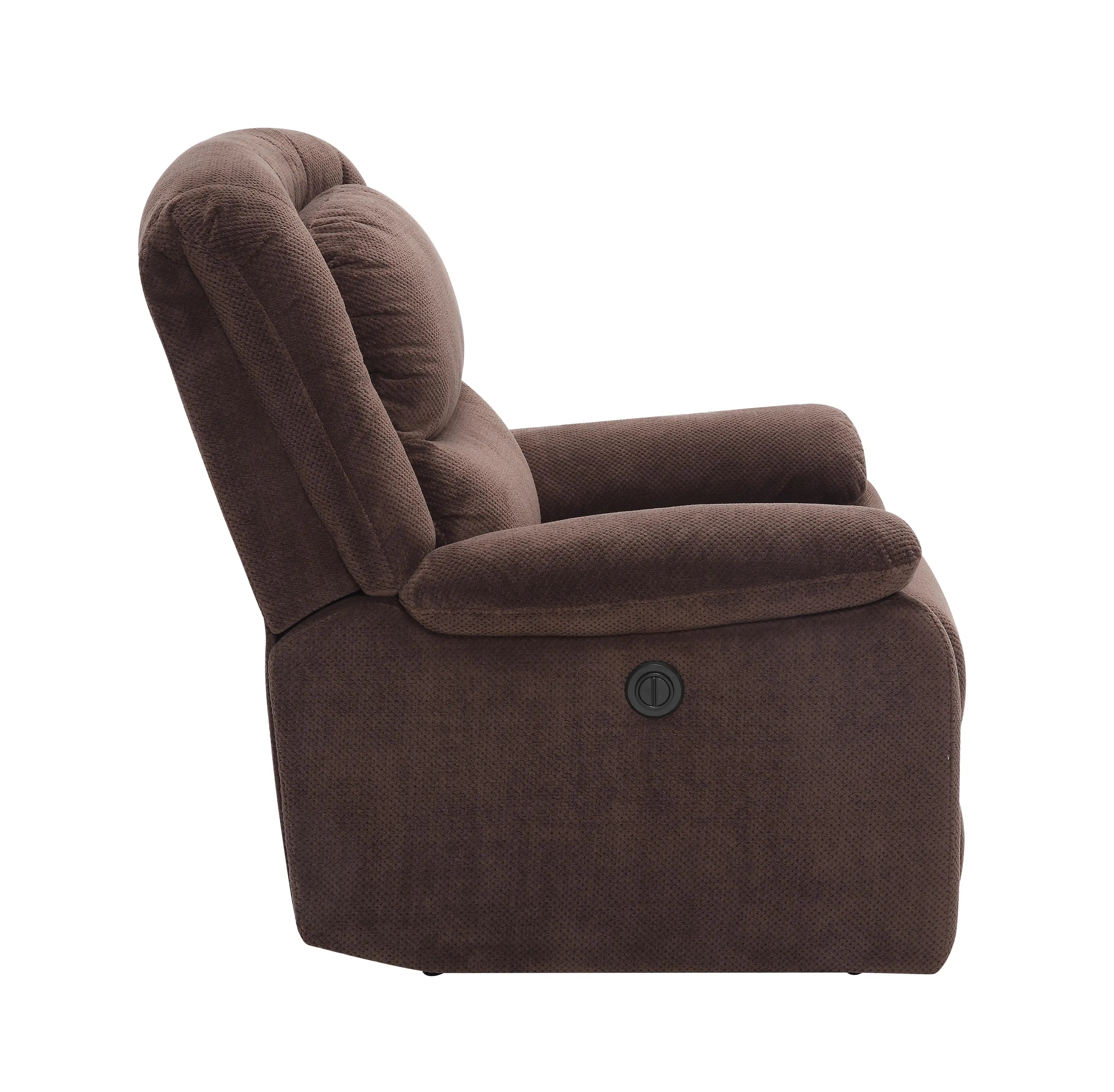 Serta Push-Button Power Recliner with Deep Body Cushions, Brown Fabric Hand C Mart