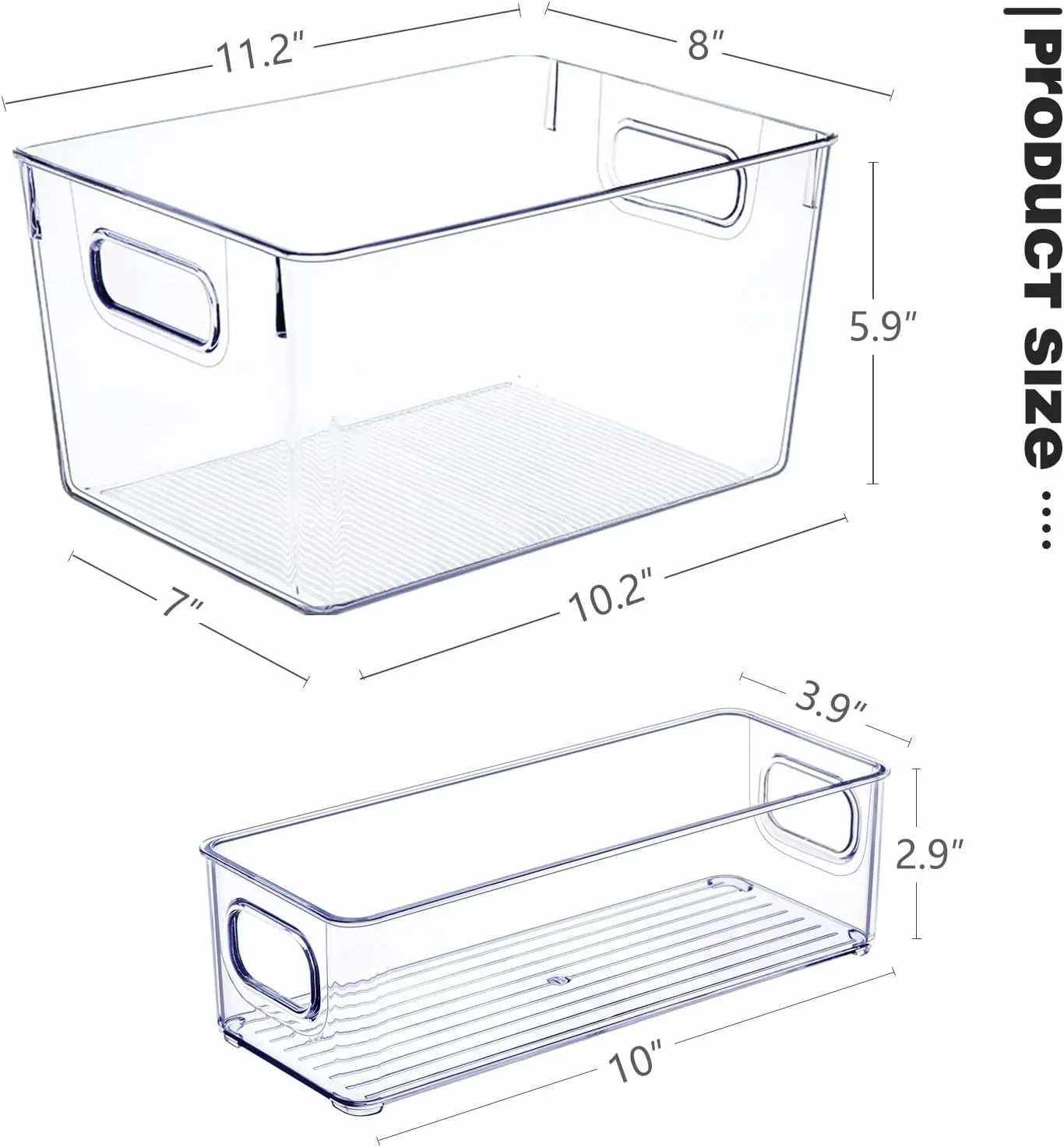 Set of 8 Clear Plastic Storage Bins, 4 Large and 4 Small Stackable Storage Containers for Pantry Organization and Kitchen Storage Bins,Home Edit and Cabinet Organizers Hand C Mart