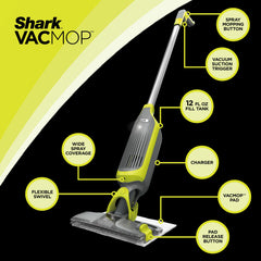 Shark VM200 VACMOP Cordless Hard Floor Vacuum Mop with Disposable Pad-12oz vacmop Multi-Surface Cleaner not Included, Grey/Green (Renewed) Hand C Mart