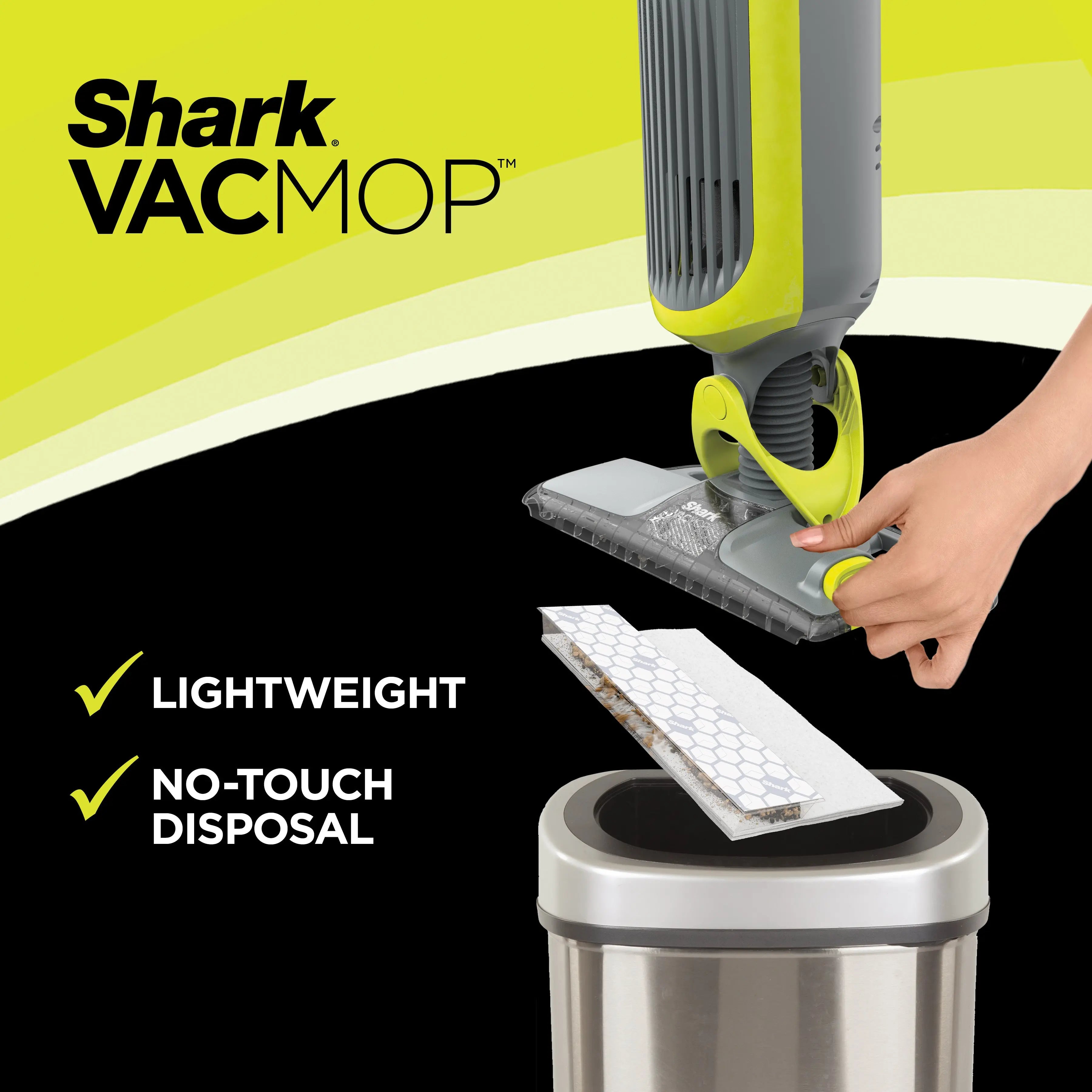 Shark VM200 VACMOP Cordless Hard Floor Vacuum Mop with Disposable Pad-12oz vacmop Multi-Surface Cleaner not Included, Grey/Green (Renewed) Hand C Mart