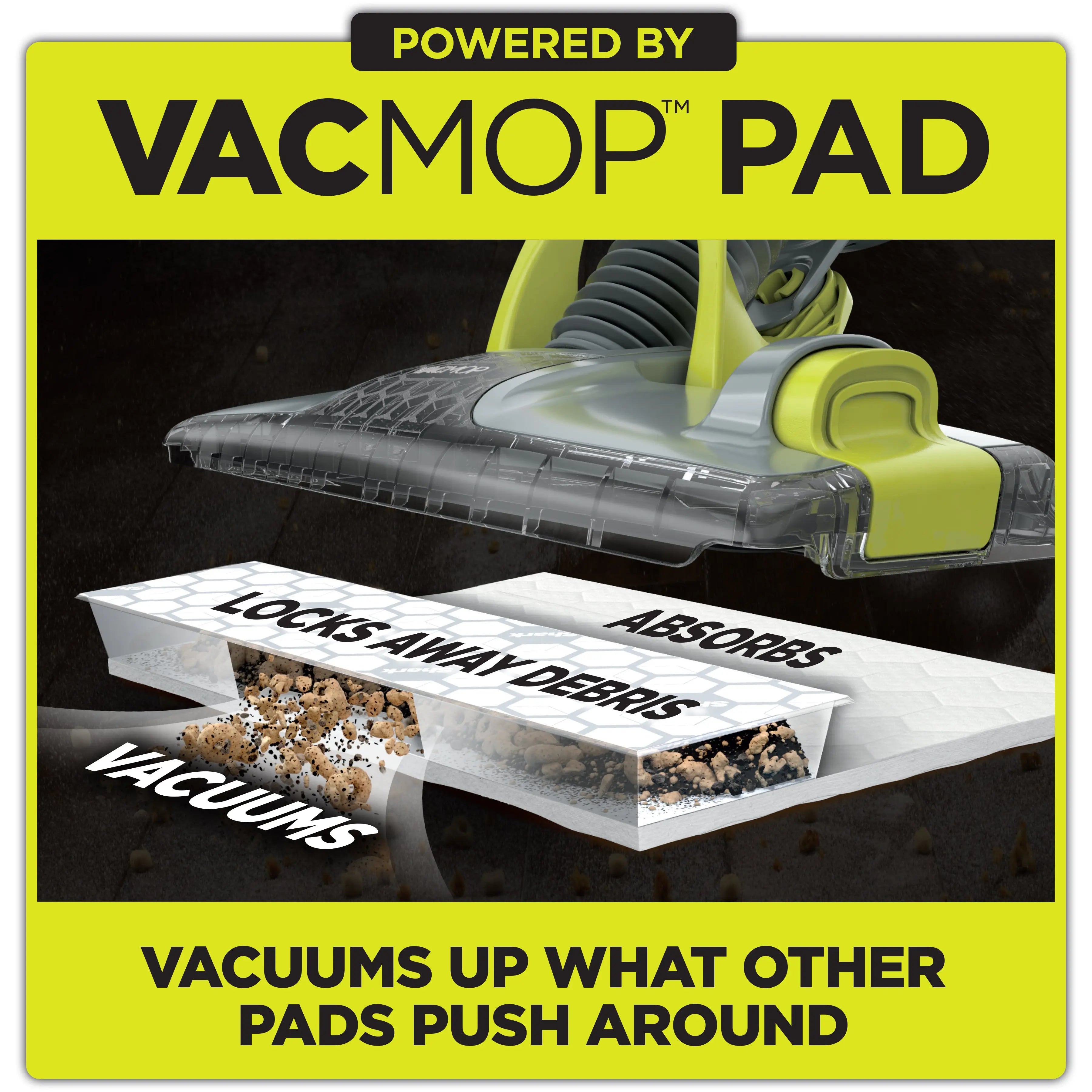 Shark VM200 VACMOP Cordless Hard Floor Vacuum Mop with Disposable Pad-12oz vacmop Multi-Surface Cleaner not Included, Grey/Green (Renewed) Hand C Mart