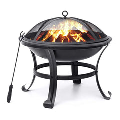 SinglyFire 22 inch Fire Pit for Outside Portable Wood Burning Fire Pit Outdoor Small Firepit Bowl Thick Steel Stand with Spark Screen, Log Grate, Poker for Patio Camping Hand C Mart