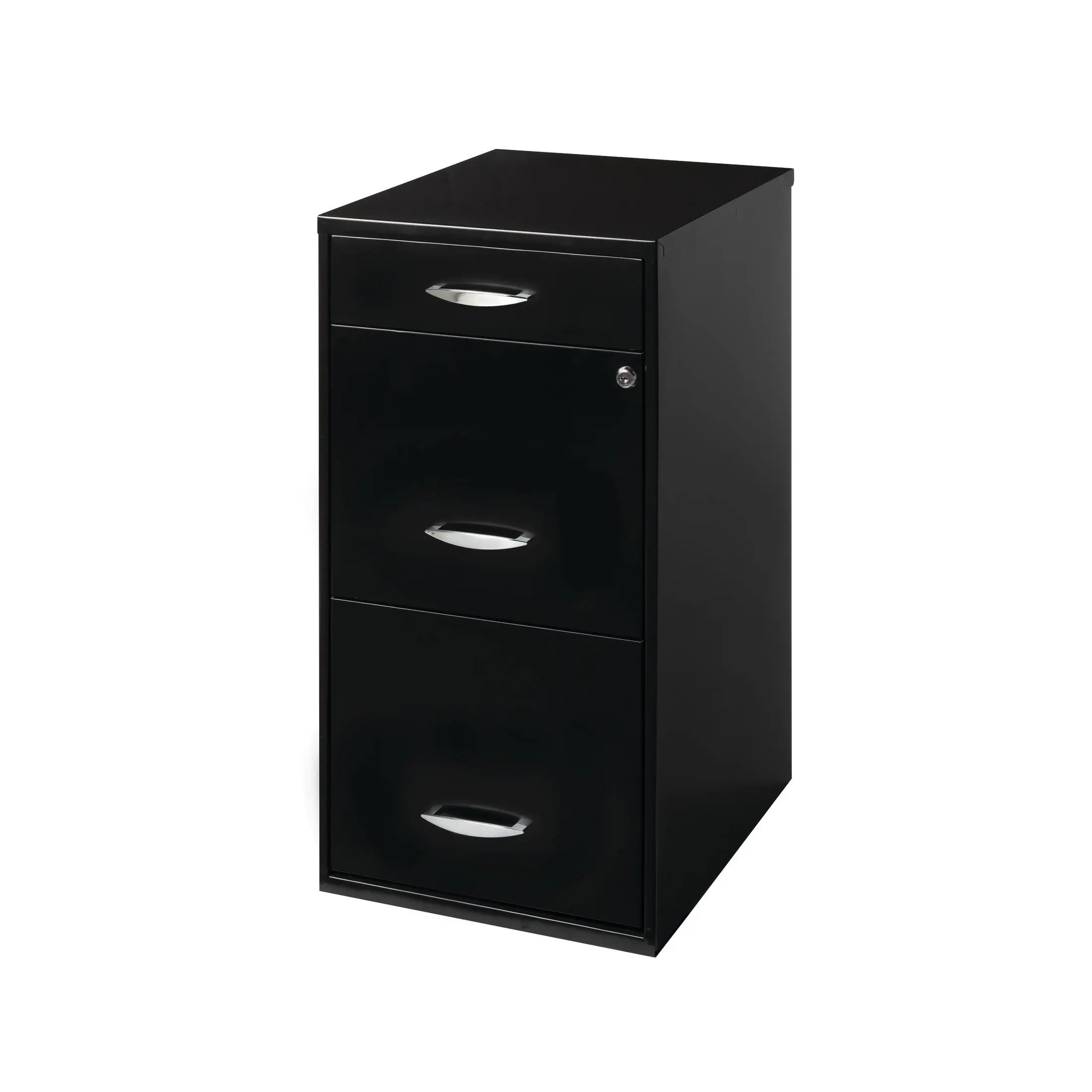 Space Solutions 3 Drawer Letter Width Vertical File Cabinet with Pencil Drawer, Black Hand C Mart