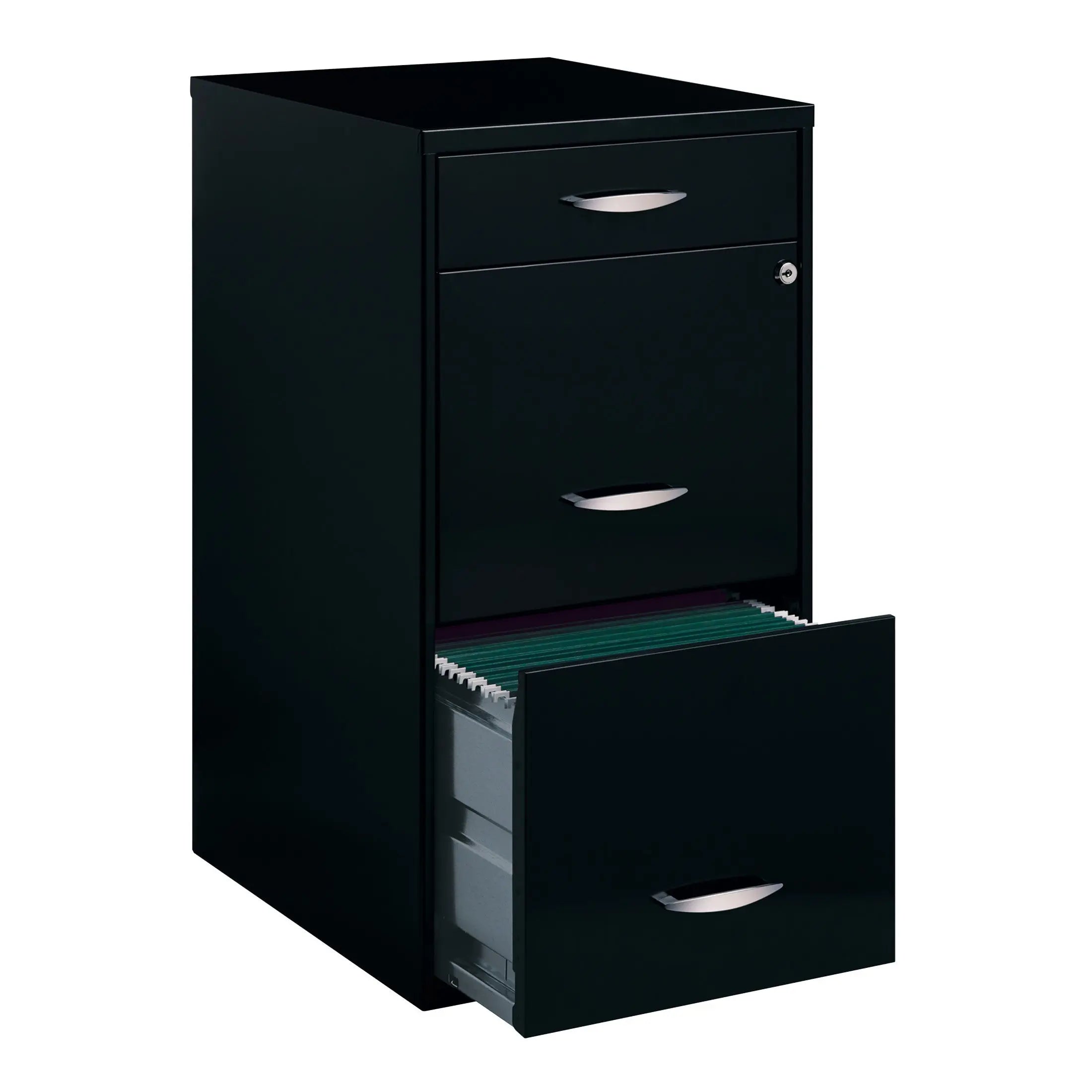 Space Solutions 3 Drawer Letter Width Vertical File Cabinet with Pencil Drawer, Black Hand C Mart